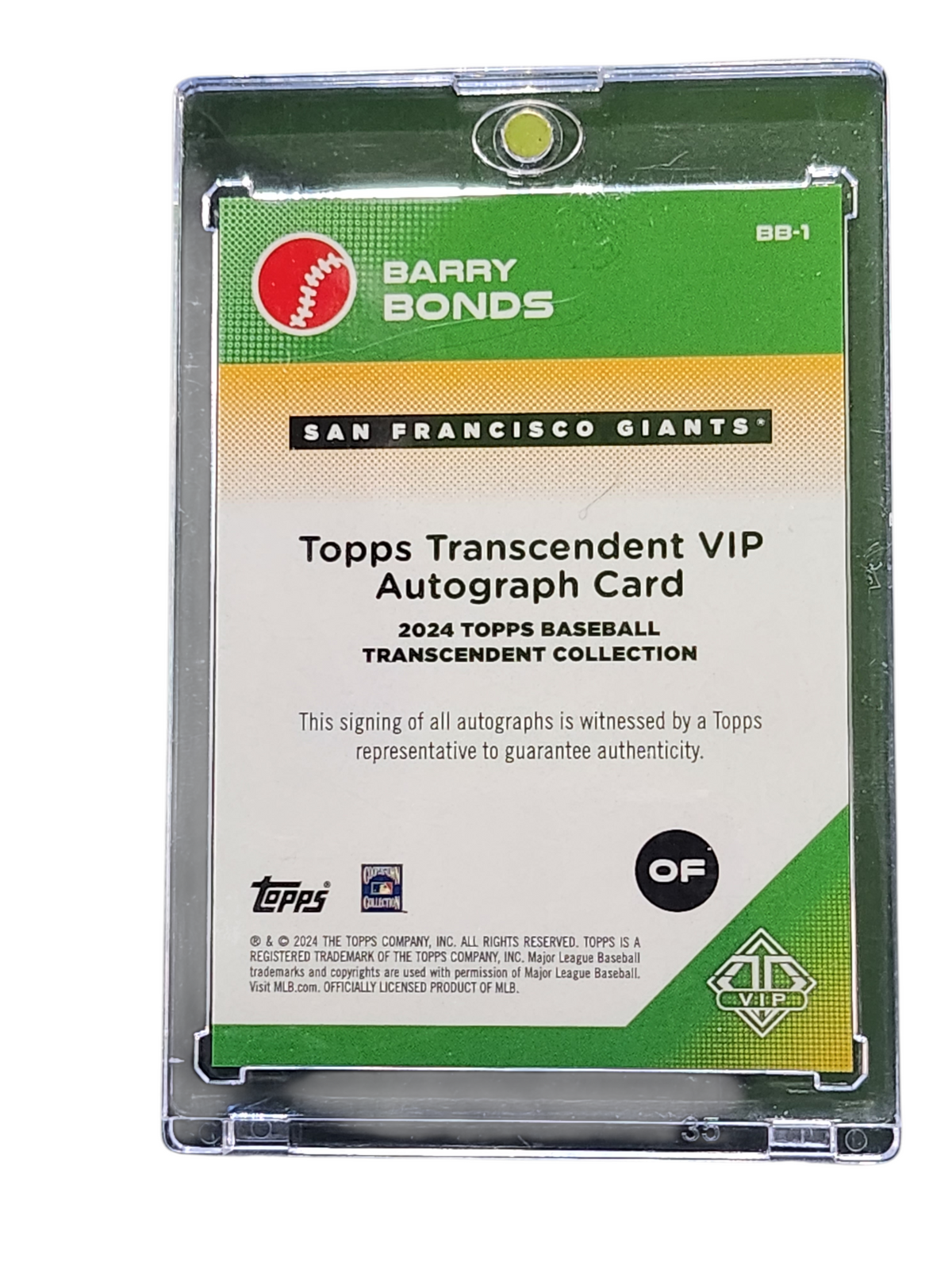 2024 Topps Transcendent VIP Barry Bonds #BB-1 Silver Foil 03/25