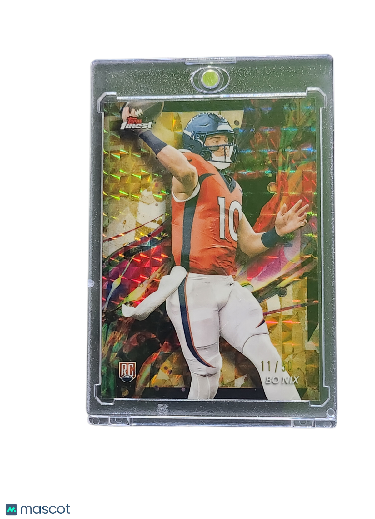 2024 Topps Finest Bo Nix #63 Gold Prizm 11/50 RC