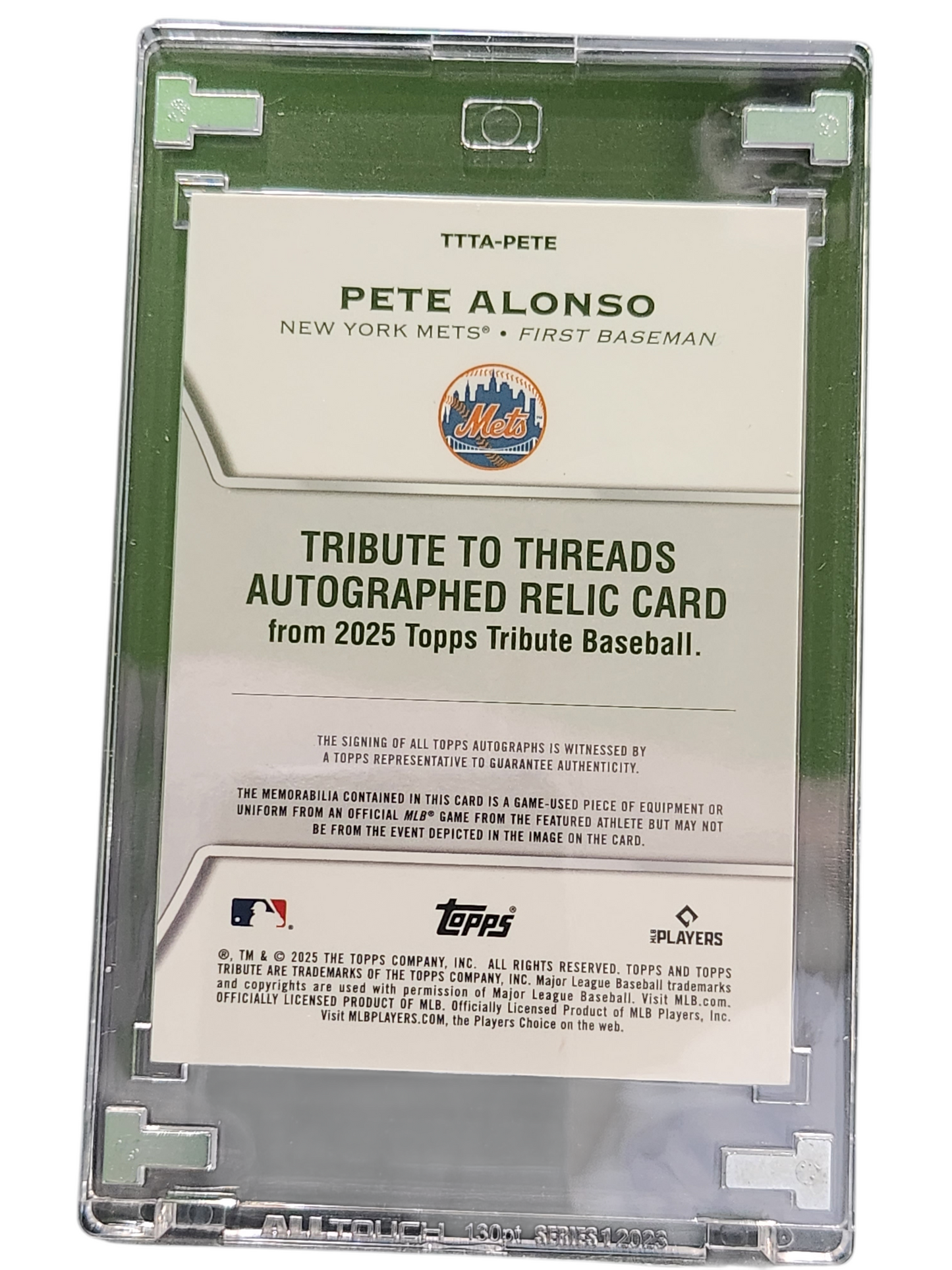 2025 Topps Tribute Tribute to Threads Pete Alonso #TTTA-PETE Auto Relic Game-