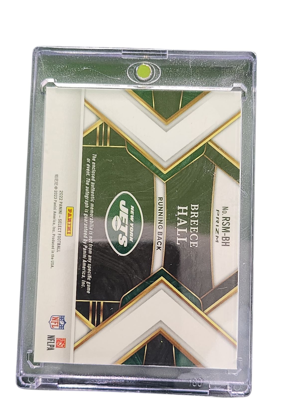 2023 Panini Select Prizm Breece Hall #RSM-BH Gold Patch RC