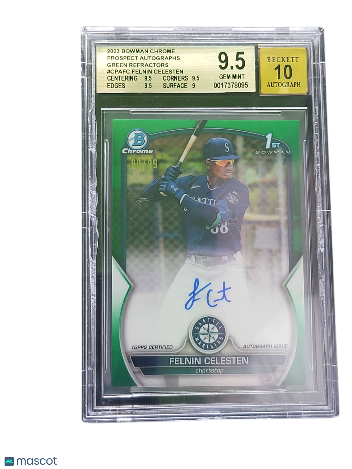 2023 Bowman Prospect Auto Green Refractors Felnin Celesten CPAFC BGS 9.5 Auto 10