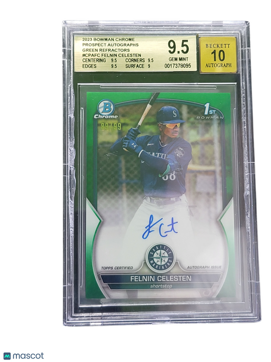 2023 Bowman Prospect Auto Green Refractors Felnin Celesten CPAFC BGS 9.5 Auto 10