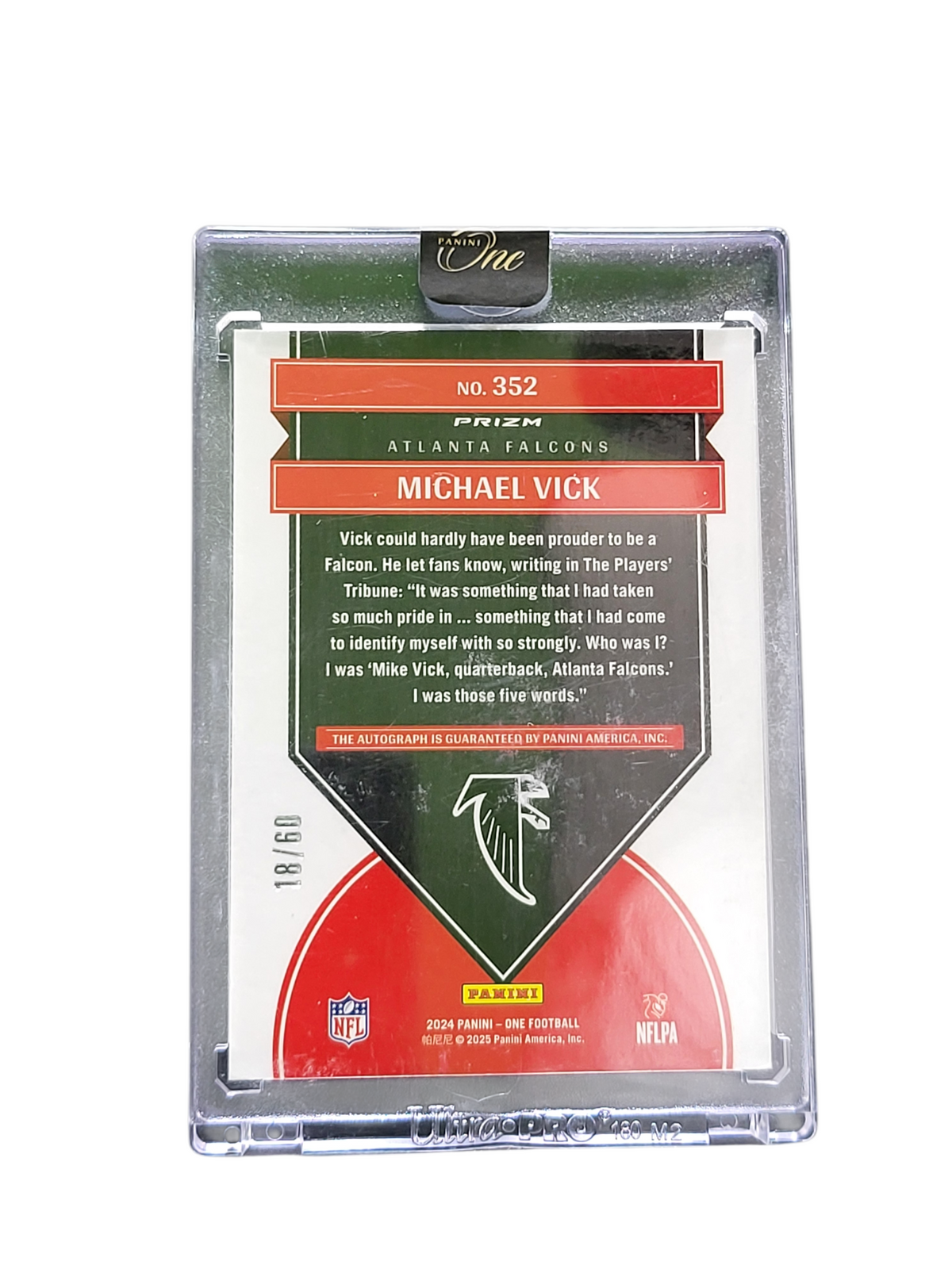 2025 Panini One Prizm Once in a Franchise Michael Vick #352 Red 18/60