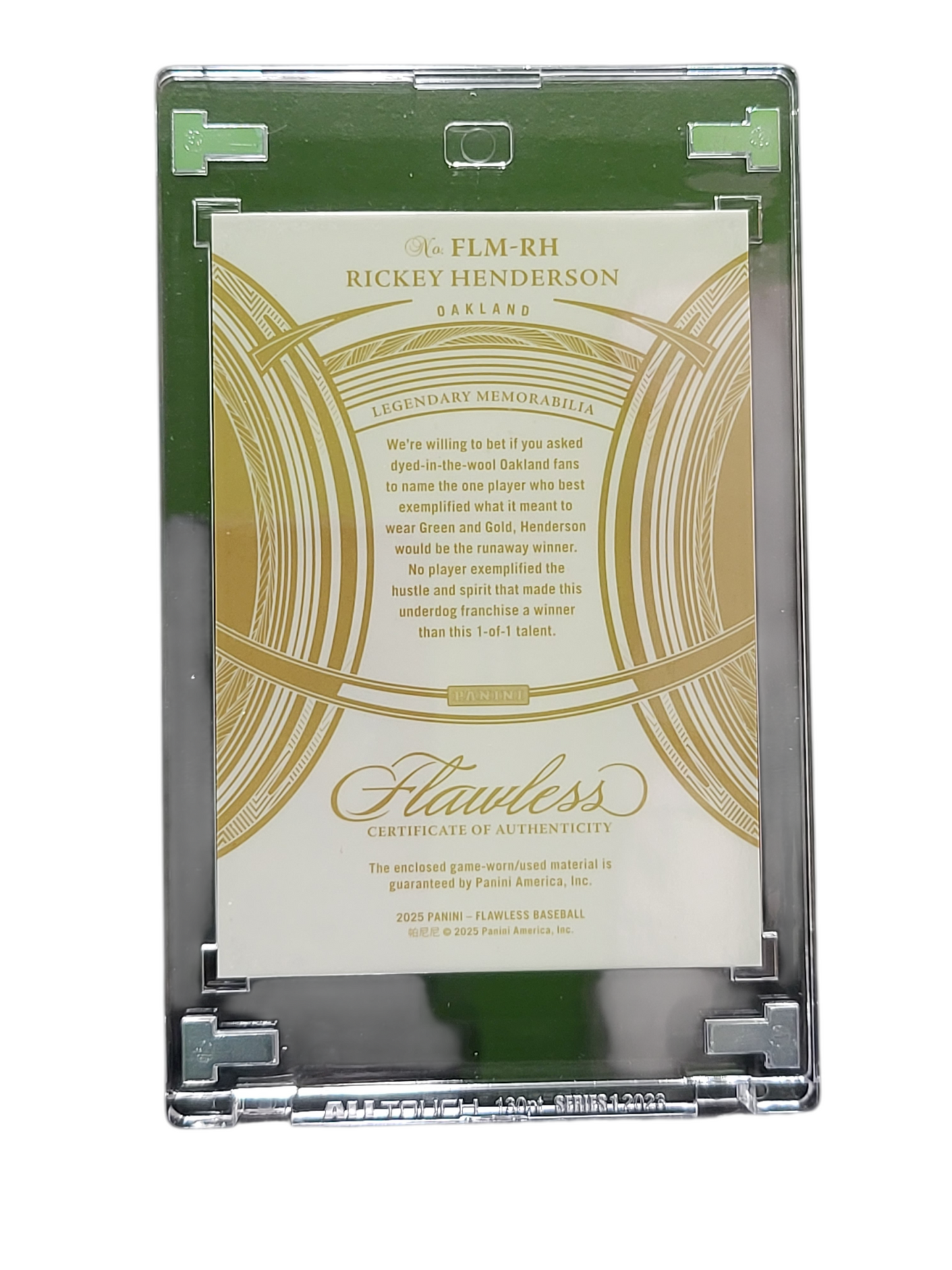 2025 Panini Flawless Baseball Rickey Henderson #FLM-RH 04/20 Game-worn/used