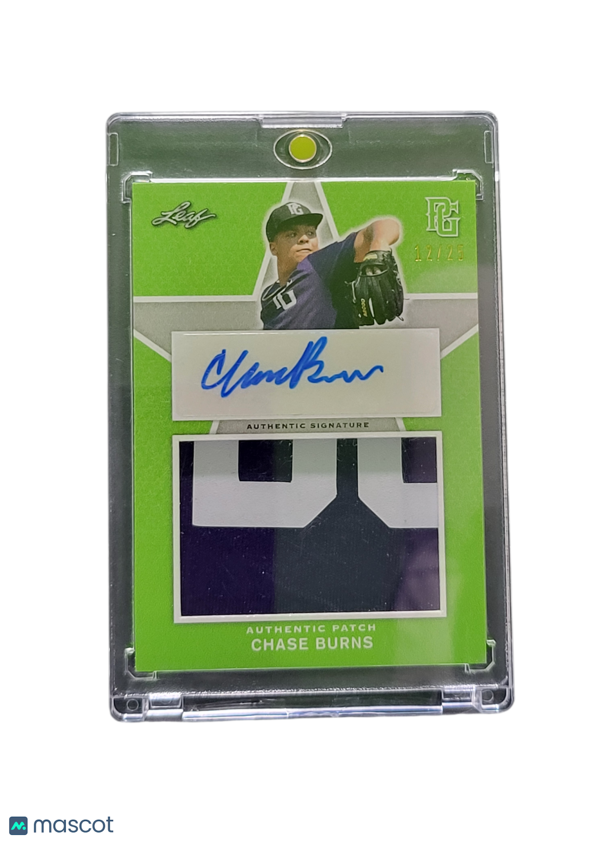 2023 Leaf Perfect Game Showcase Chase Burns #PA-CB1 Green Auto Patch /25