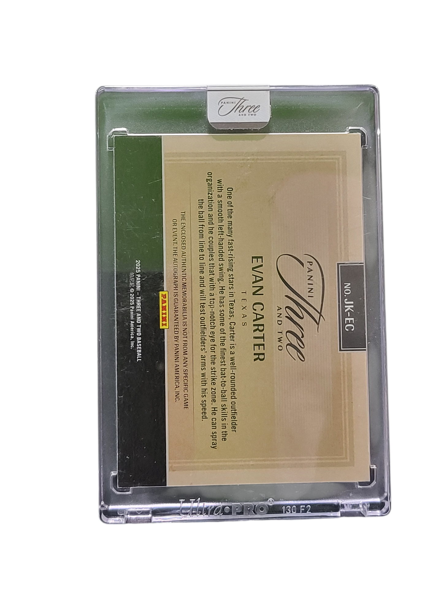 2025 Panini Three and Two Evan Carter #JK-EC Memorabilia Jersey Autographs