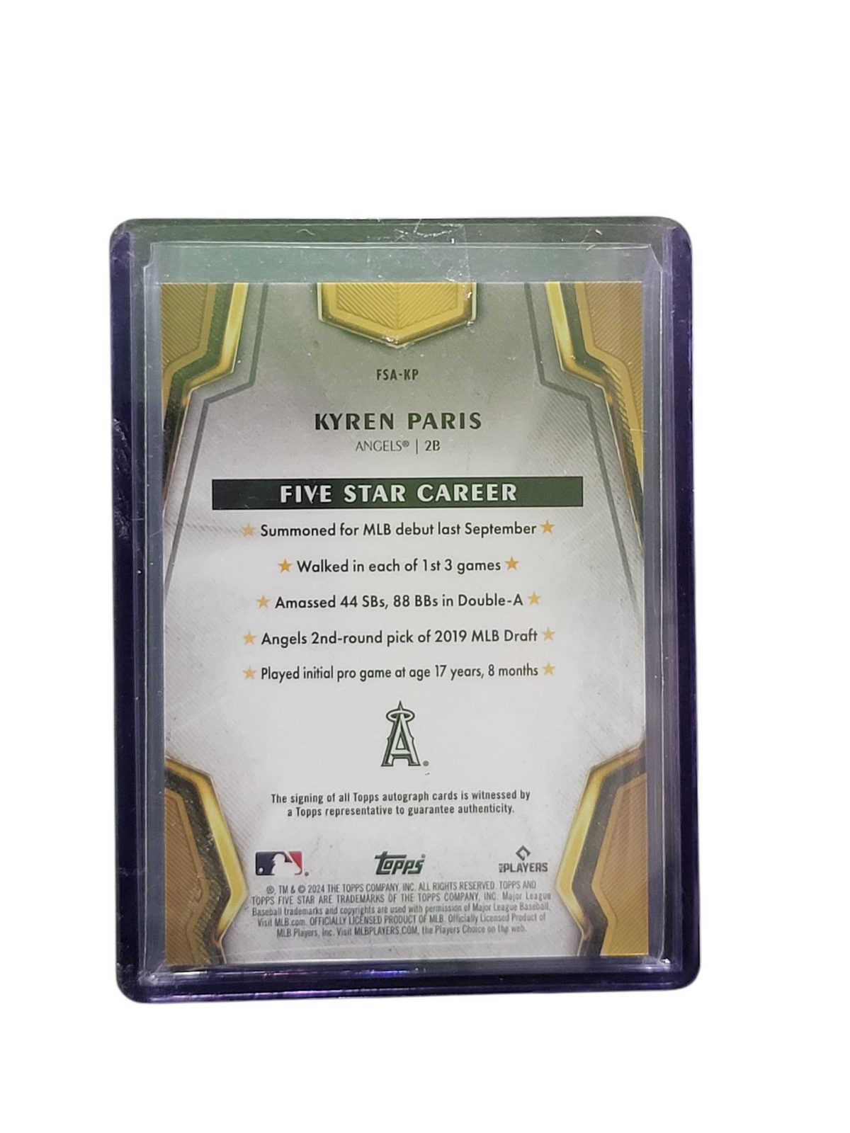 2024 Topps Five Star Kyren Paris #FSA-KP RC