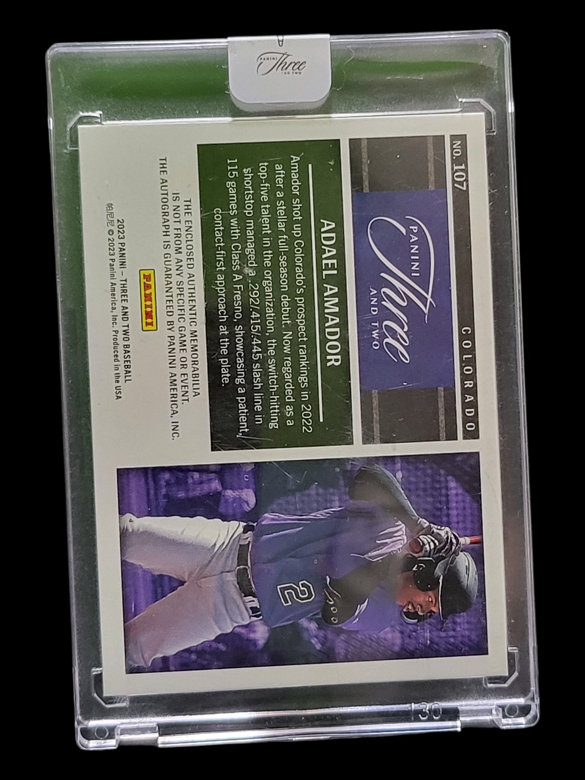 2023 Panini Three and Two Adael Amador #107 4/7 Patch RC Memorabilia