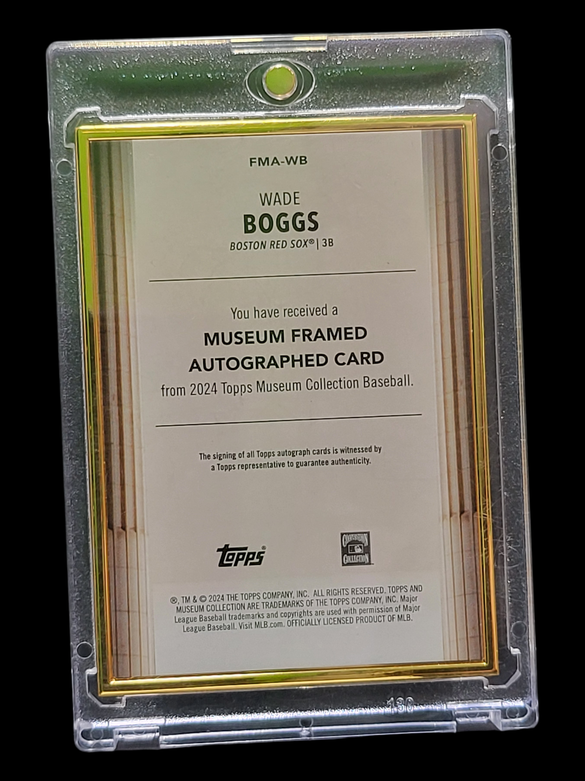 2024 Topps Museum Collection Wade Boggs #FMA-WB Museum Framed Autographed Card