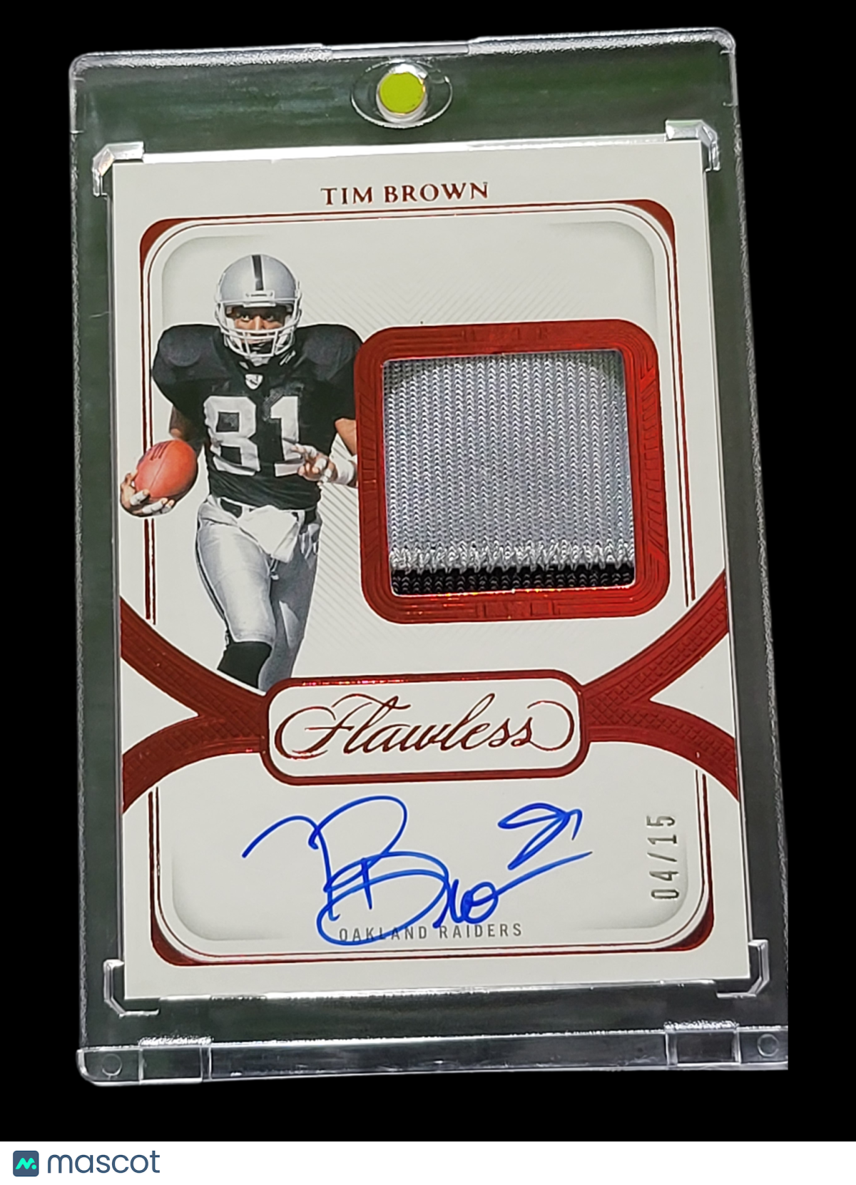 2025 Panini Flawless Football Tim Brown DPA-TBN Patch Auto Patch /15 Memorabilia