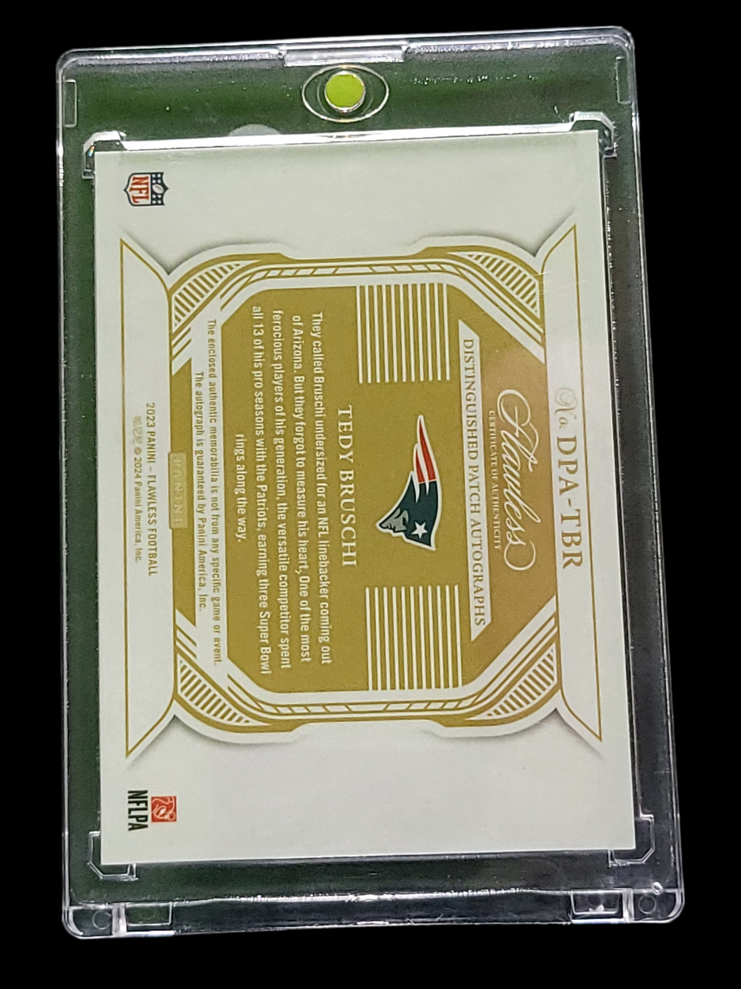 2024 Panini Flawless Tedy Bruschi #DPA-TBR Patch Memorabilia