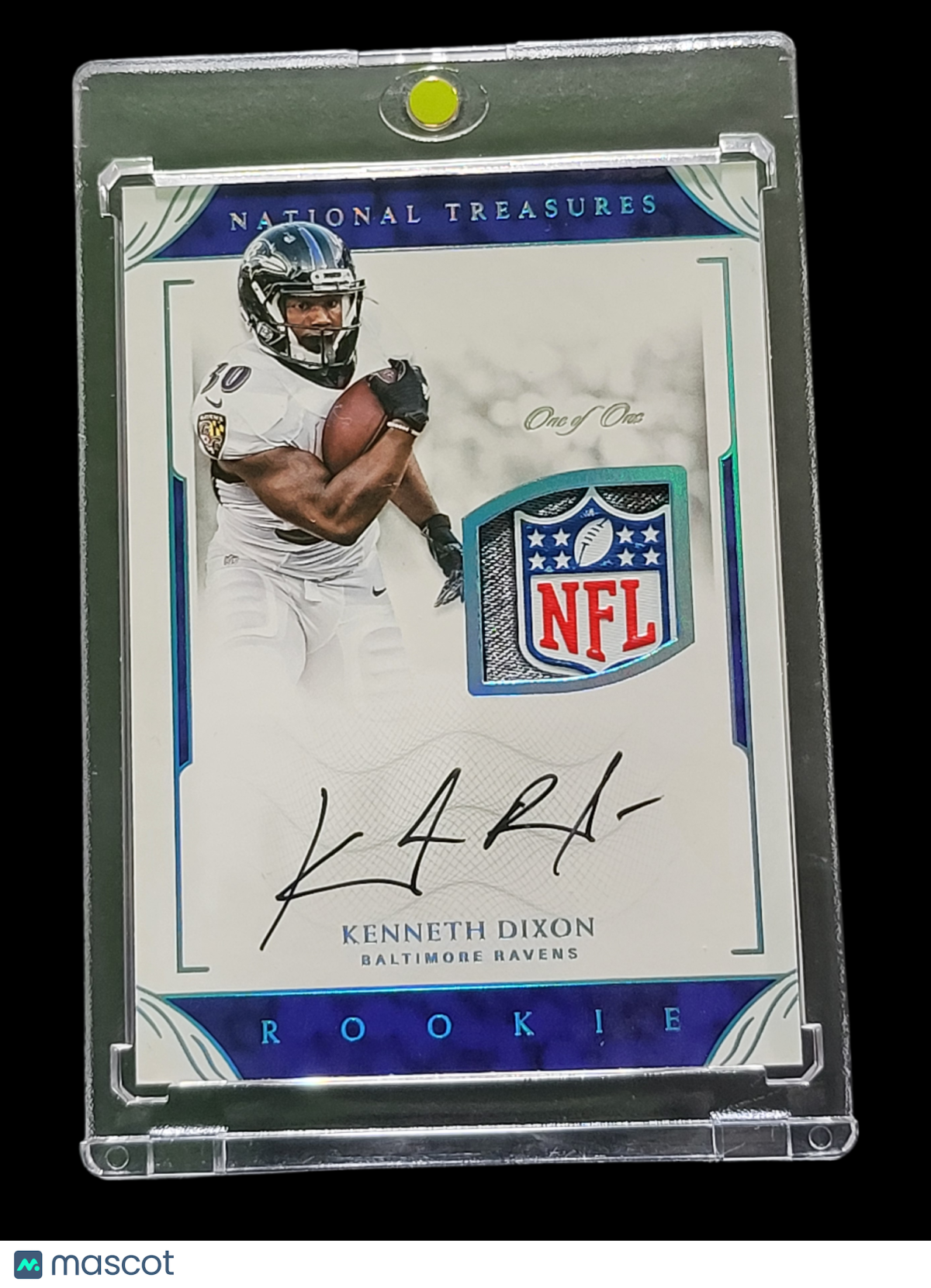 2017 Panini National Treasures Kenneth Dixon #29 Rookie Laundry Tag Shield Patch