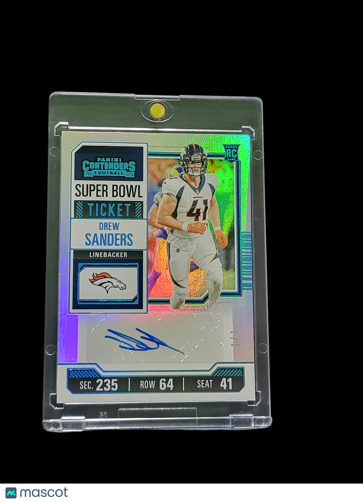 2023 Panini Contenders 1/1 Super Bowl Ticket Drew Sanders #154 RC
