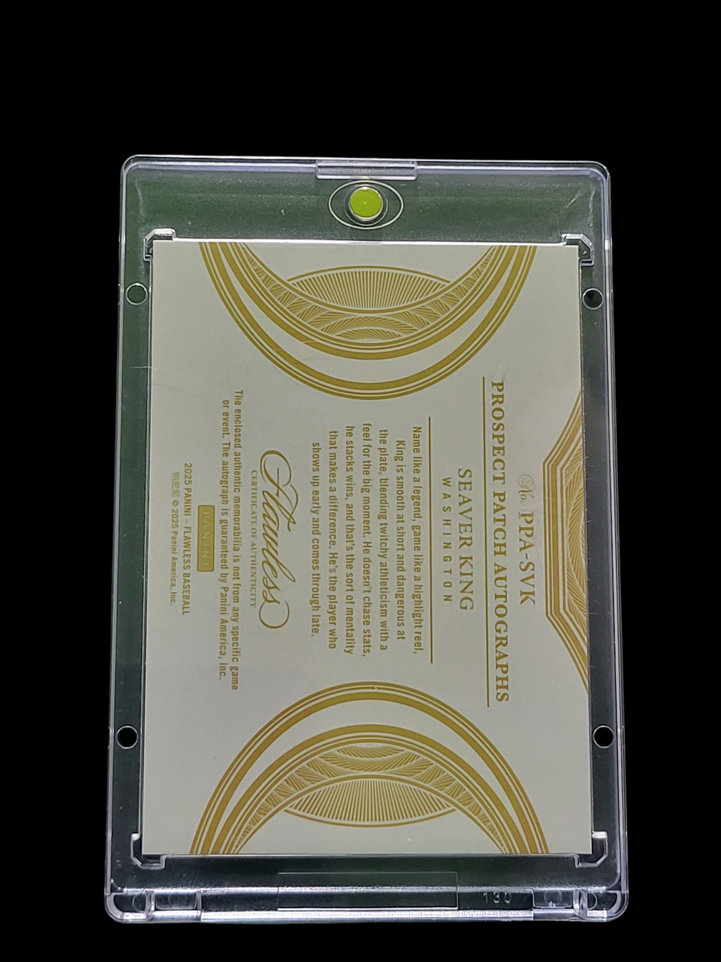 2025 Panini Flawless Seaver King #PPA-SVK Prospect Patch Auto Memorabilia