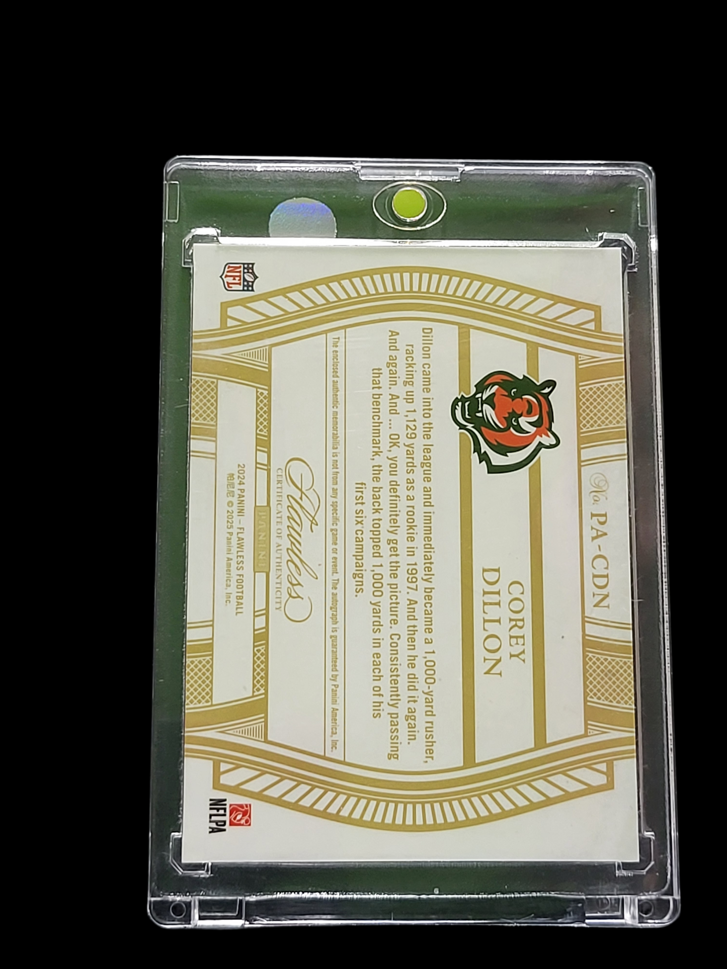 2025 Panini Flawless Corey Dillon #PA-CDN Autograph Patch
