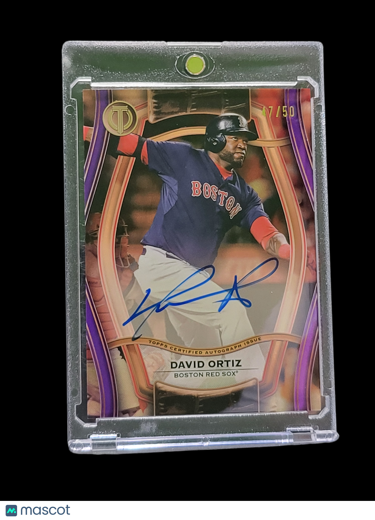 2025 Topps Tribute David Ortiz #PTGA-DO Purple 7/50 Pillars of the Game Autographed Card
