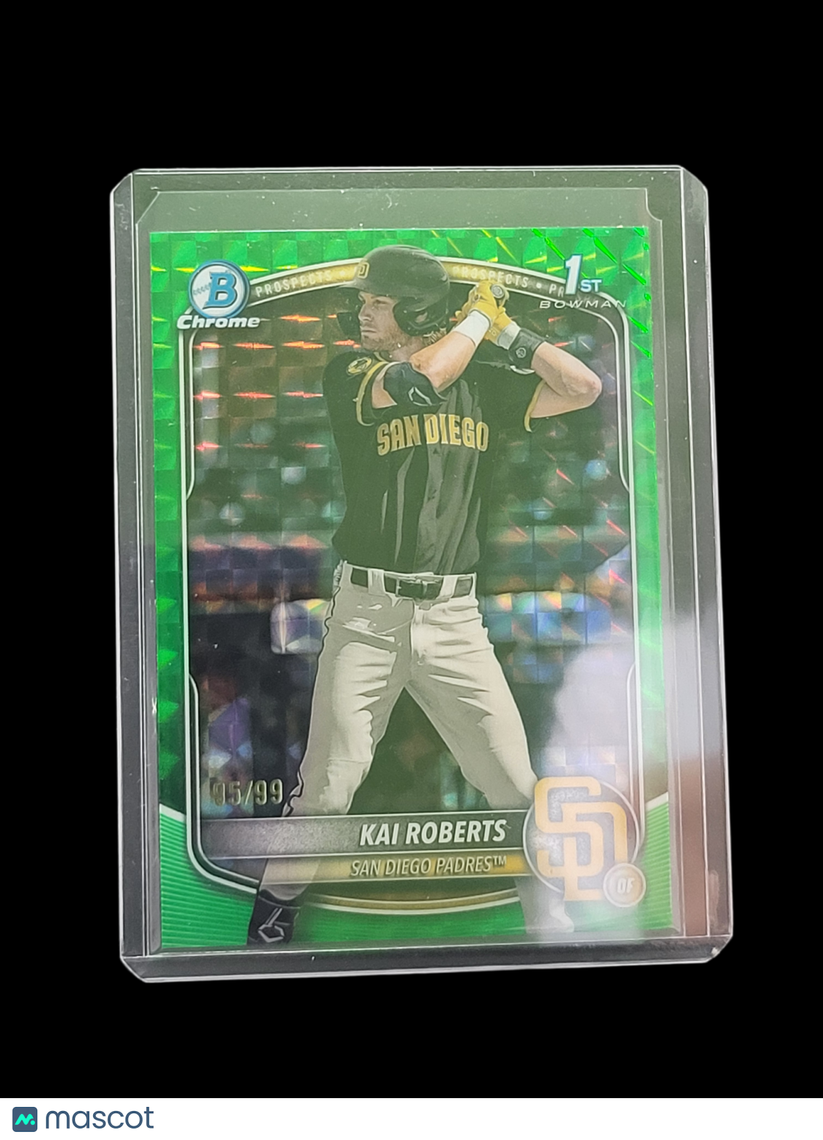 2025 Bowman Chrome Kai Roberts #BCP-182 Green RayWave Refractor 8/27.