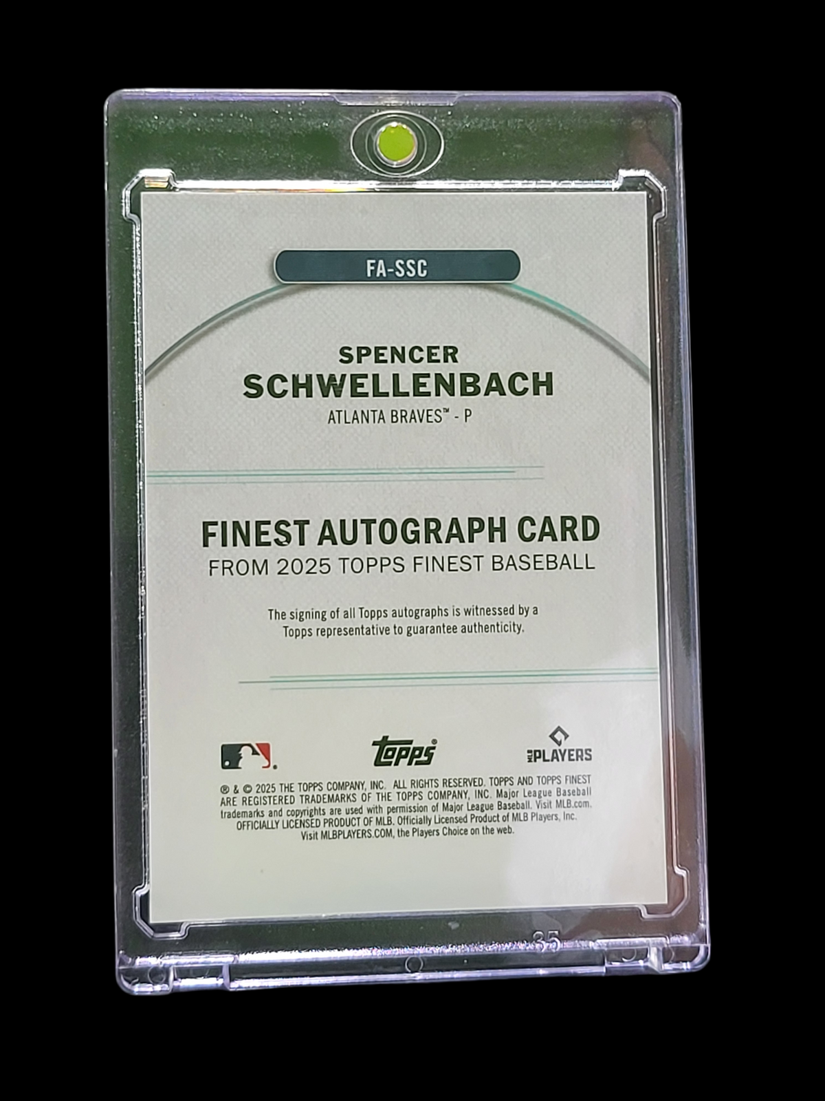 2025 Topps Finest Spencer Schwellenbach #FA-SSC Purple RC