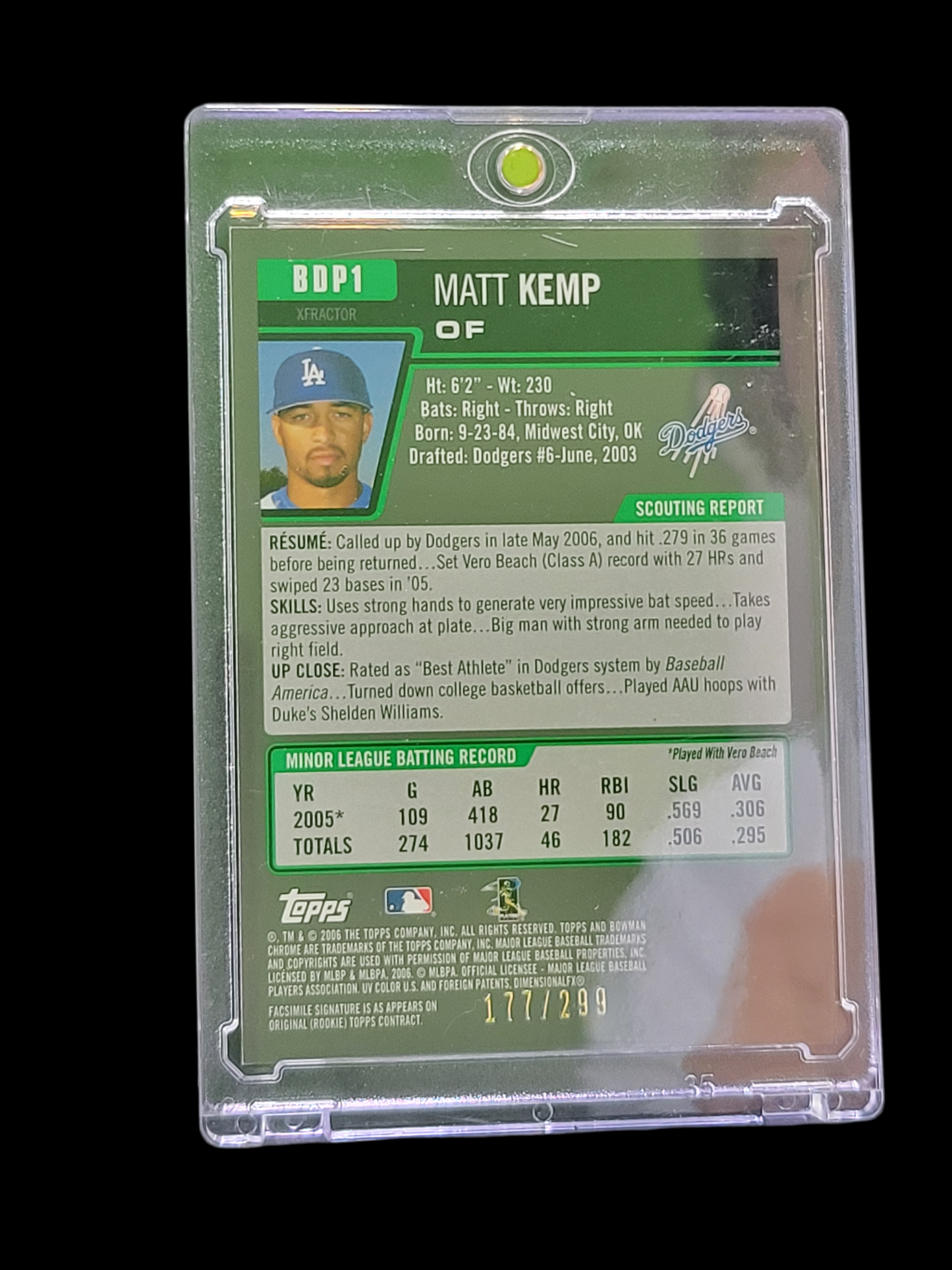 2006 Bowman Chrome Matt Kemp #BDP1 X-Fractor