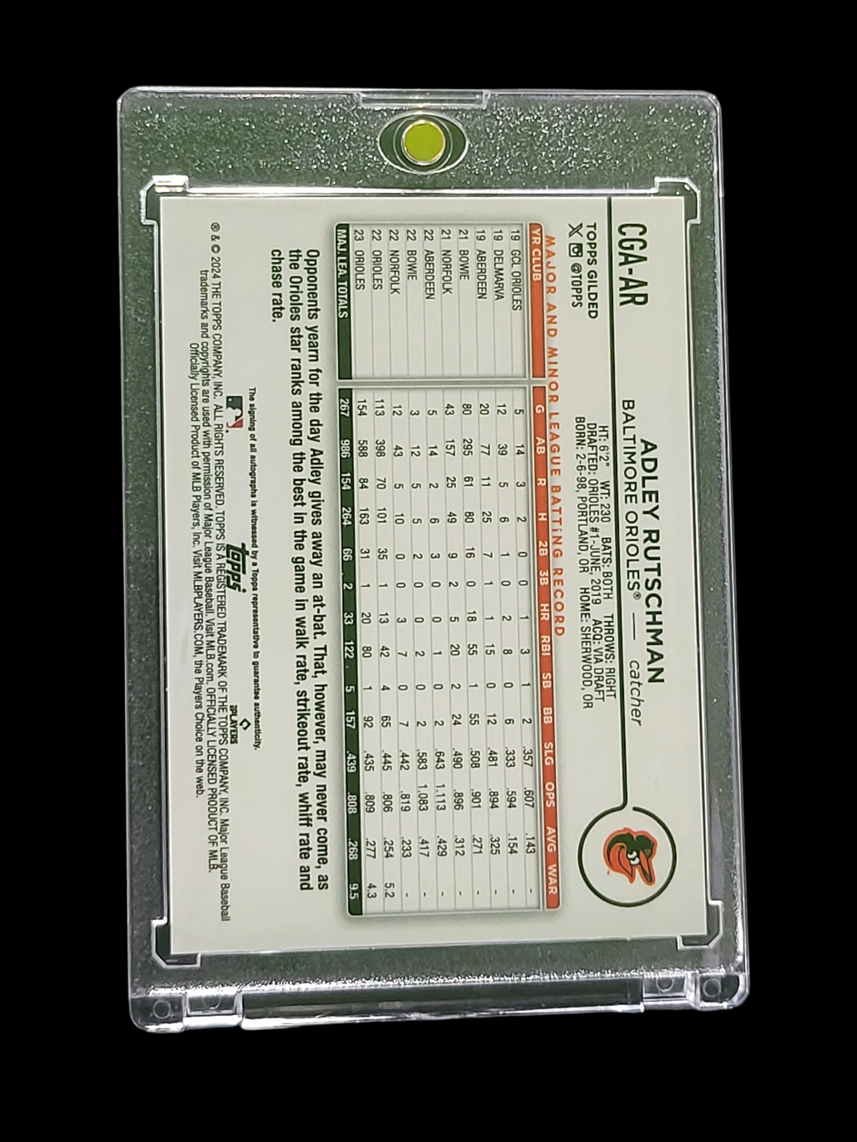 2024 Topps Gilded Chrome Adley Rutschman #CGA-AR Yellow RayWave 16/75