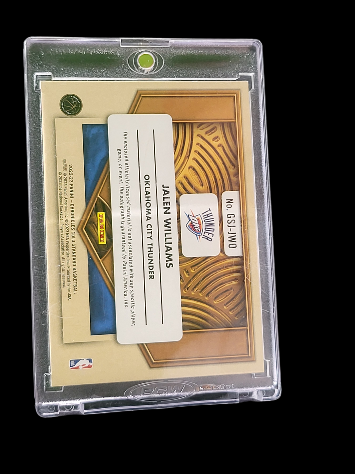 2023 Panini Chronicles Gold Standard Jalen Williams #GSJ-JWO RC Patch