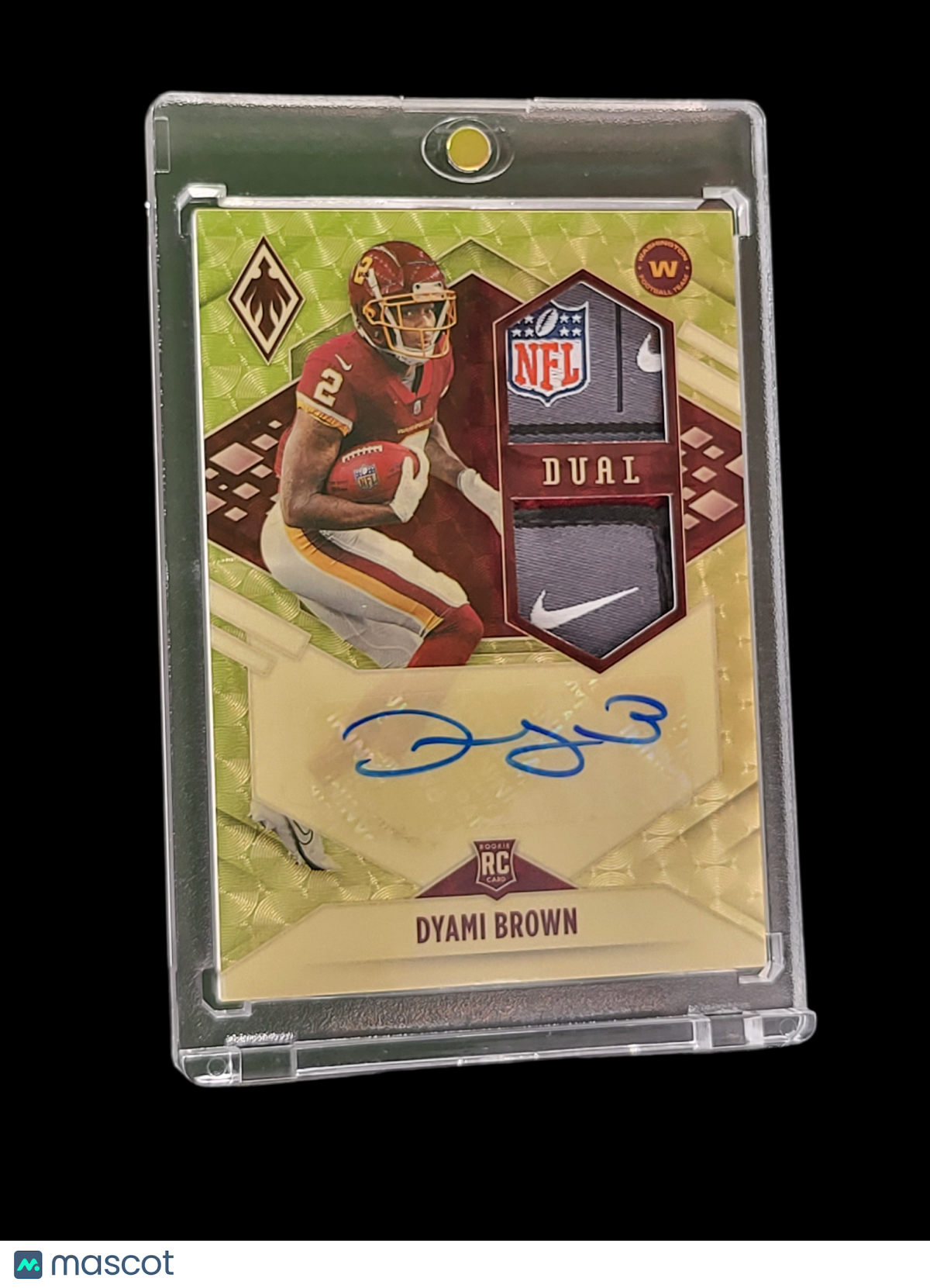 2021 Panini Phoenix Football Dyami Brown #RAD-DBR Dual Patch RC RPS Rookie Dual