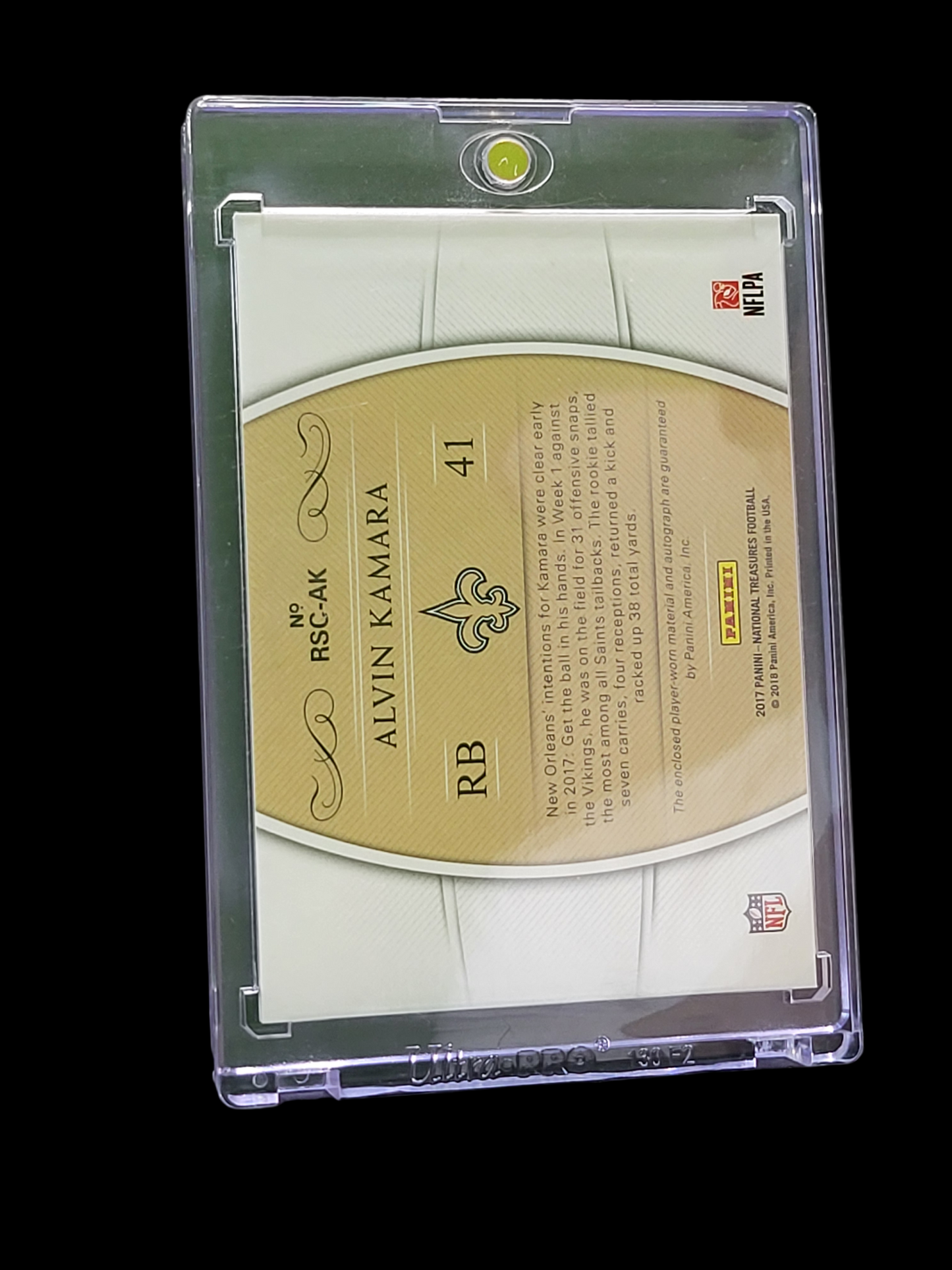 2018 Panini National Treasures Rookie NFL Gear Alvin Kamara #RSC-AK Patch