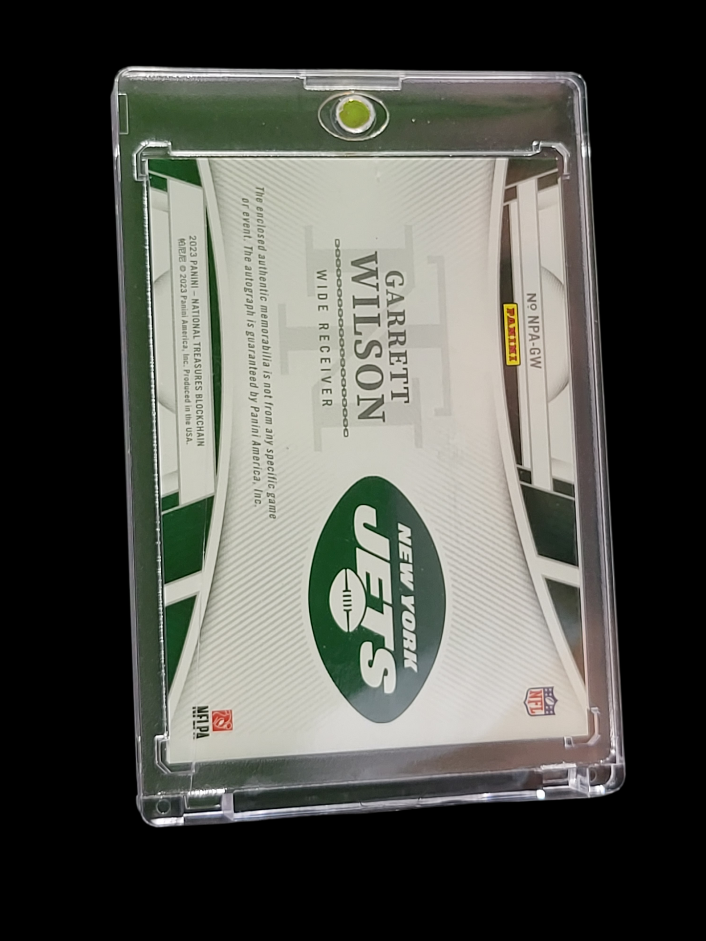 2023 Panini National Treasures Garrett Wilson #NPA-GW RC Patch