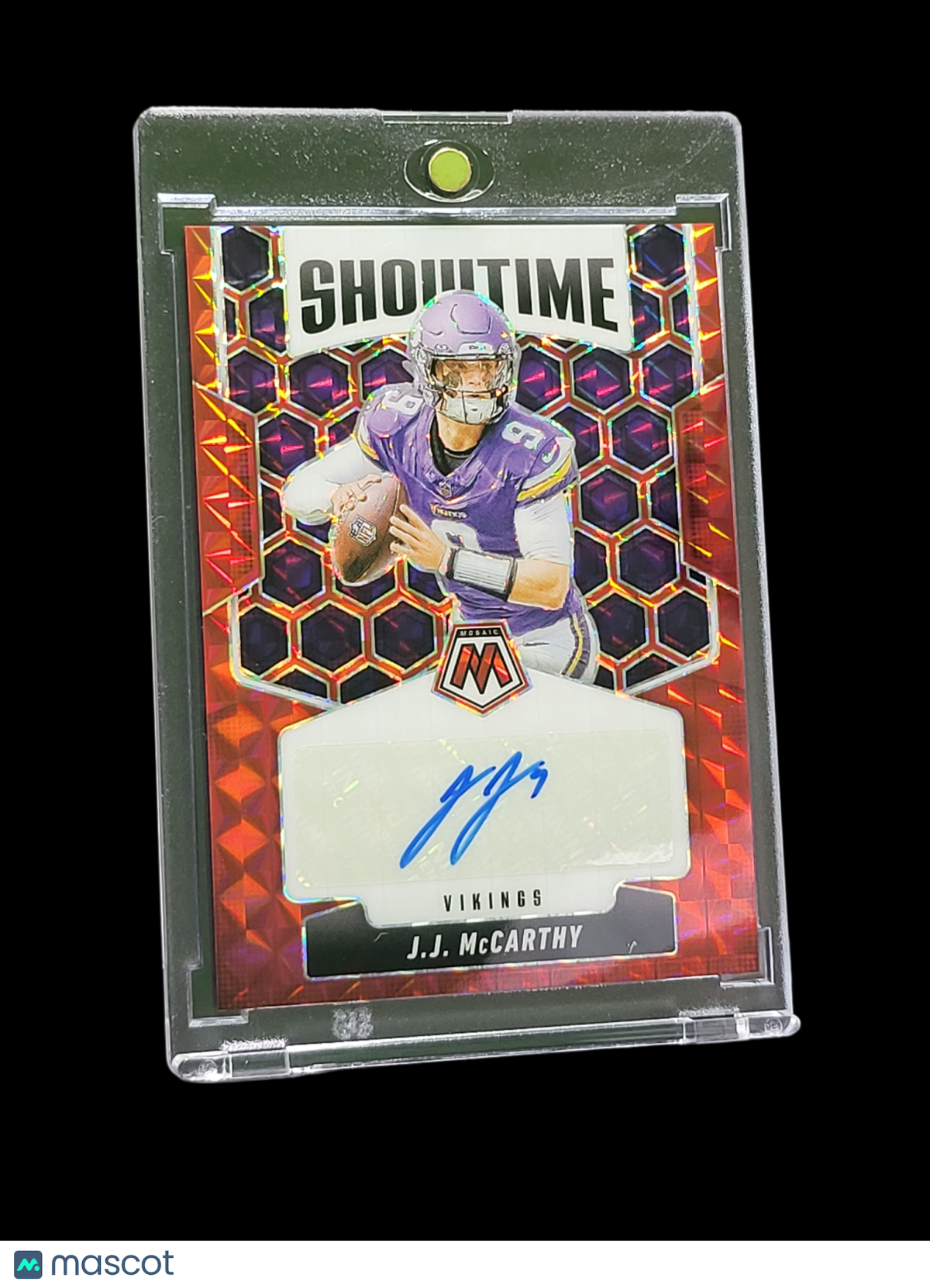 2025 Panini Mosaic Showtime J.J. McCarthy #SOS-JJM Red Prizm 097/199