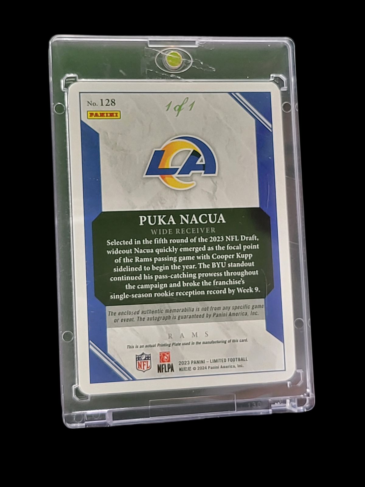 2024 Panini  Puka Nacua #128 Magenta Plate Printing Plate Nike Swoosh Patch 1/1