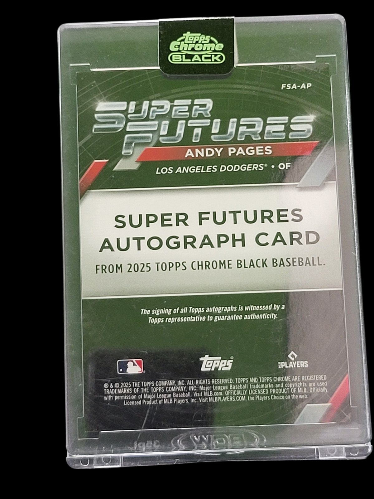 2025 Topps Chrome Black Super  Andy Pages #FSA-AP Gold Super Futures Auto Card