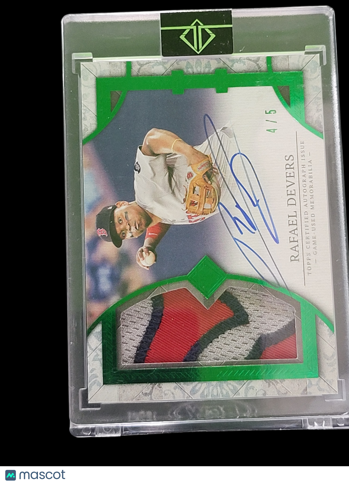 2024 Topps Transcendent Rafael Devers #TCPA-RD2 Green / 5 Game-Used Patch Auto