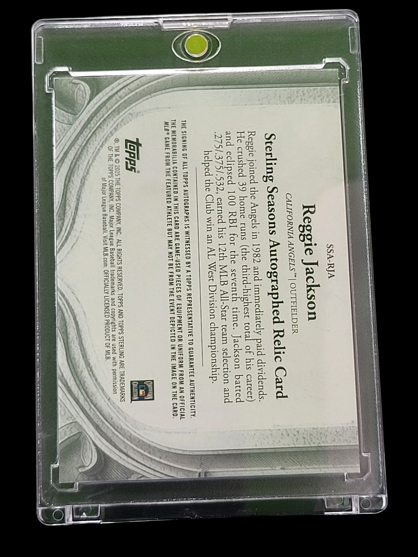 2023 Topps Reggie Jackson #SSA-RJA Game-Used  Auto Relic Card /25 Dual