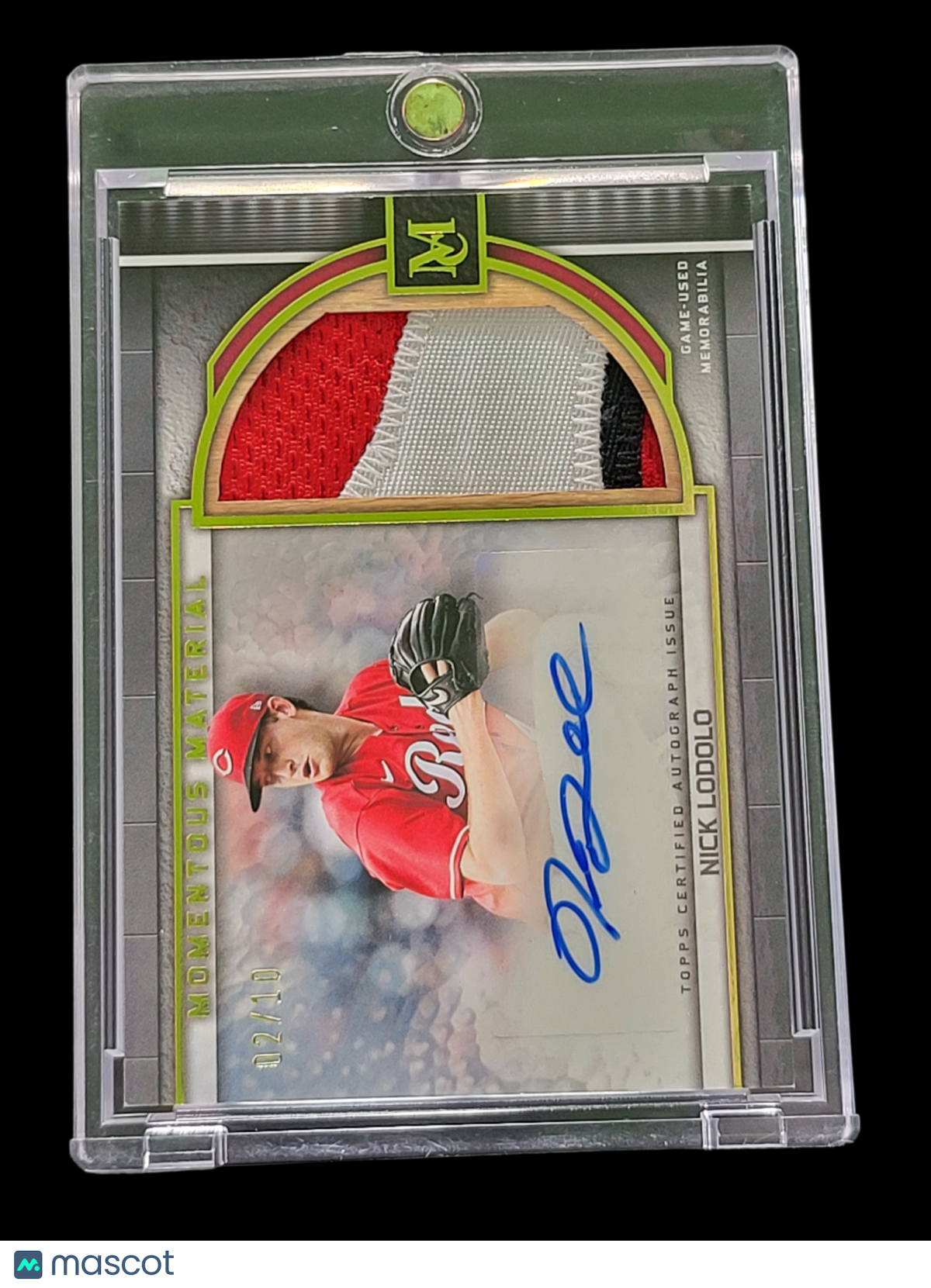 2023 Topps Museum Jumbo Patch Auto Nick Lodolo /10 Game-Used Memorabilia