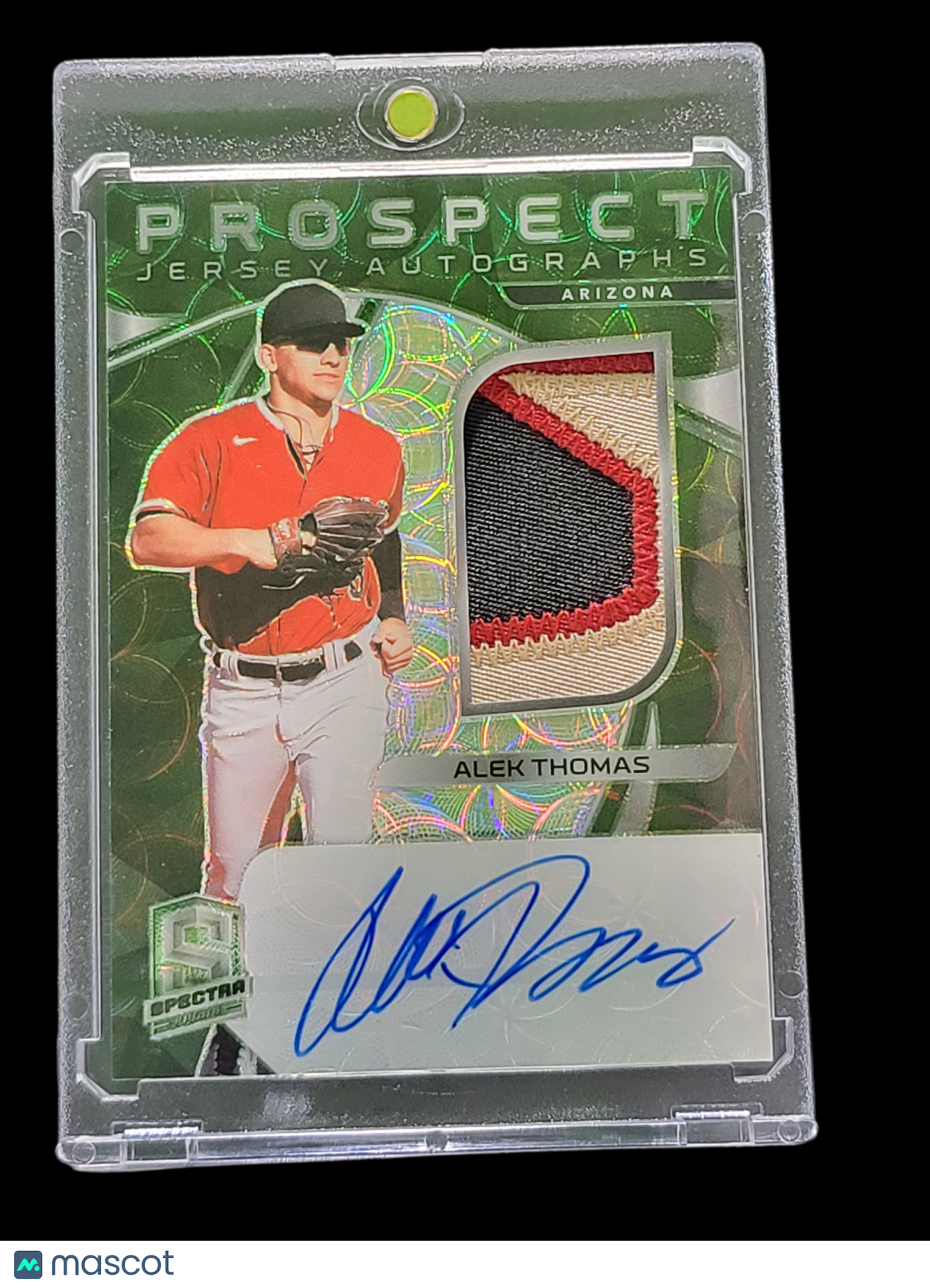 2021 Panini Alek Thomas #SPJA-AT Green Prizm Prospect Jersey Auto -Worn/Used /15