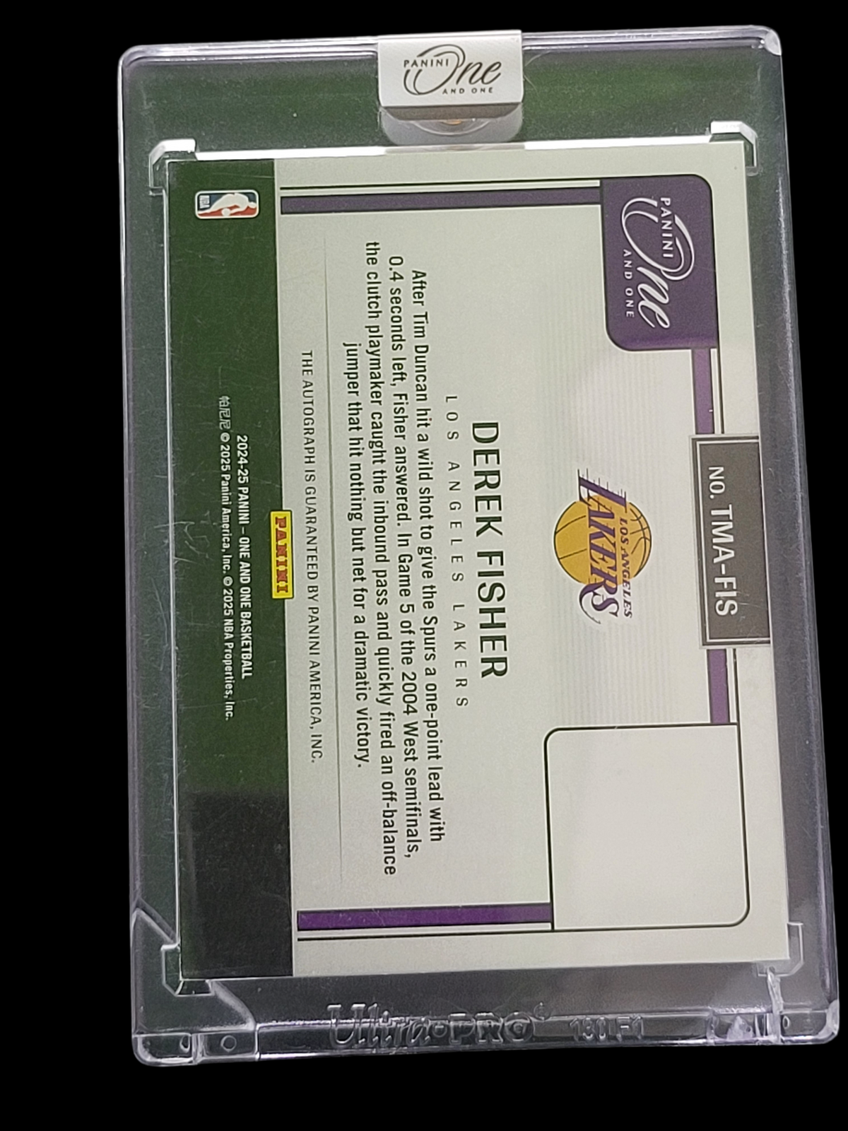 2025 Panini One and One Timeless Moments Derek Fisher #TMA-FIS 1/1