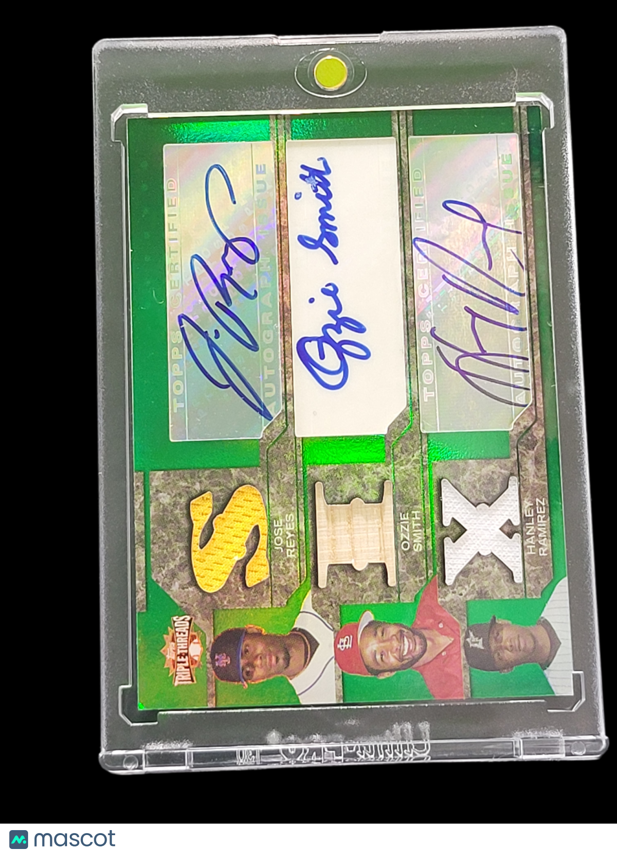 2008 Topps Ozzie Smith Hanley Ramirez Jose Reyes Green  Auto Triple Relic /18