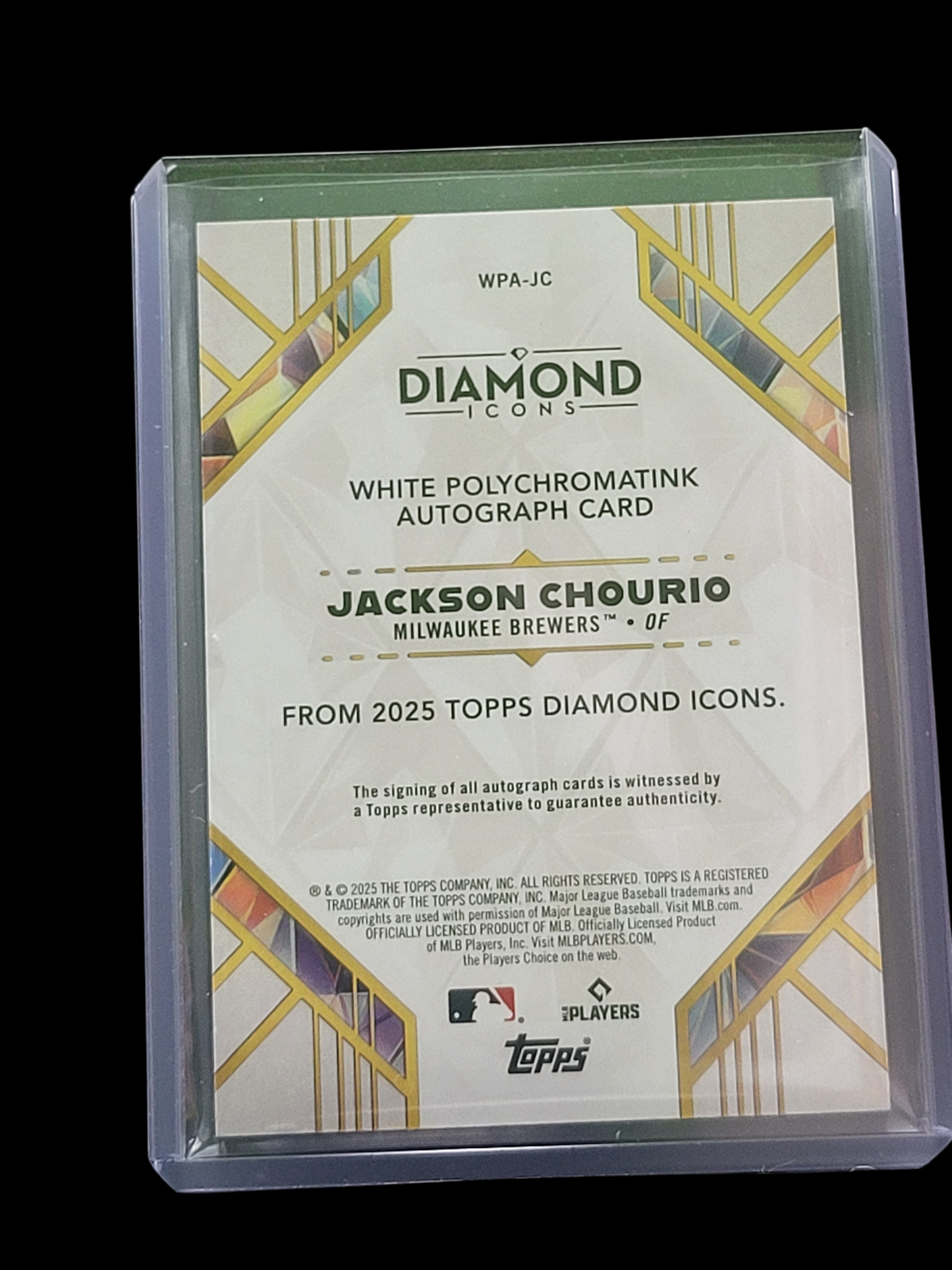2025 Topps Diamond Icons Jackson Chourio #WPA-JC White Polychromatink 10/10