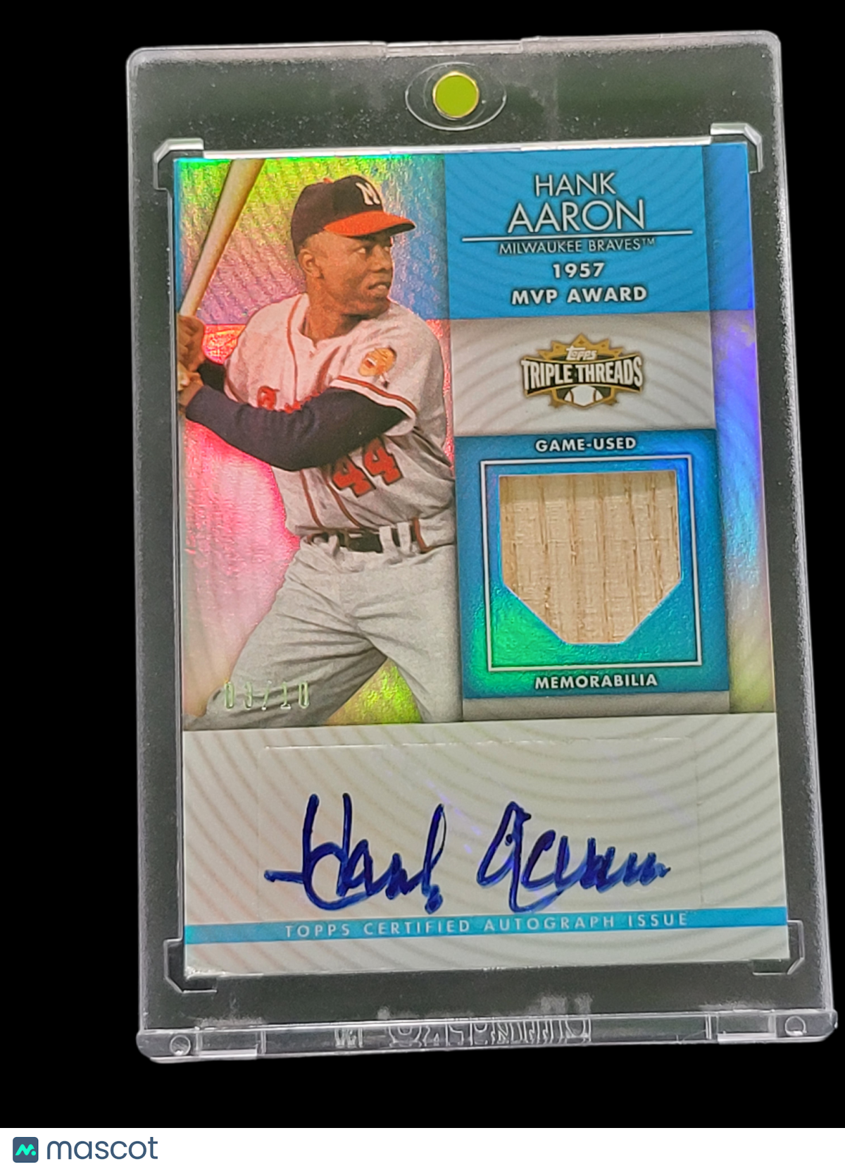 2012 Topps Triple Hank Aaron TTUAR-40 Topps Certified Auto Memorabilia Game-Used