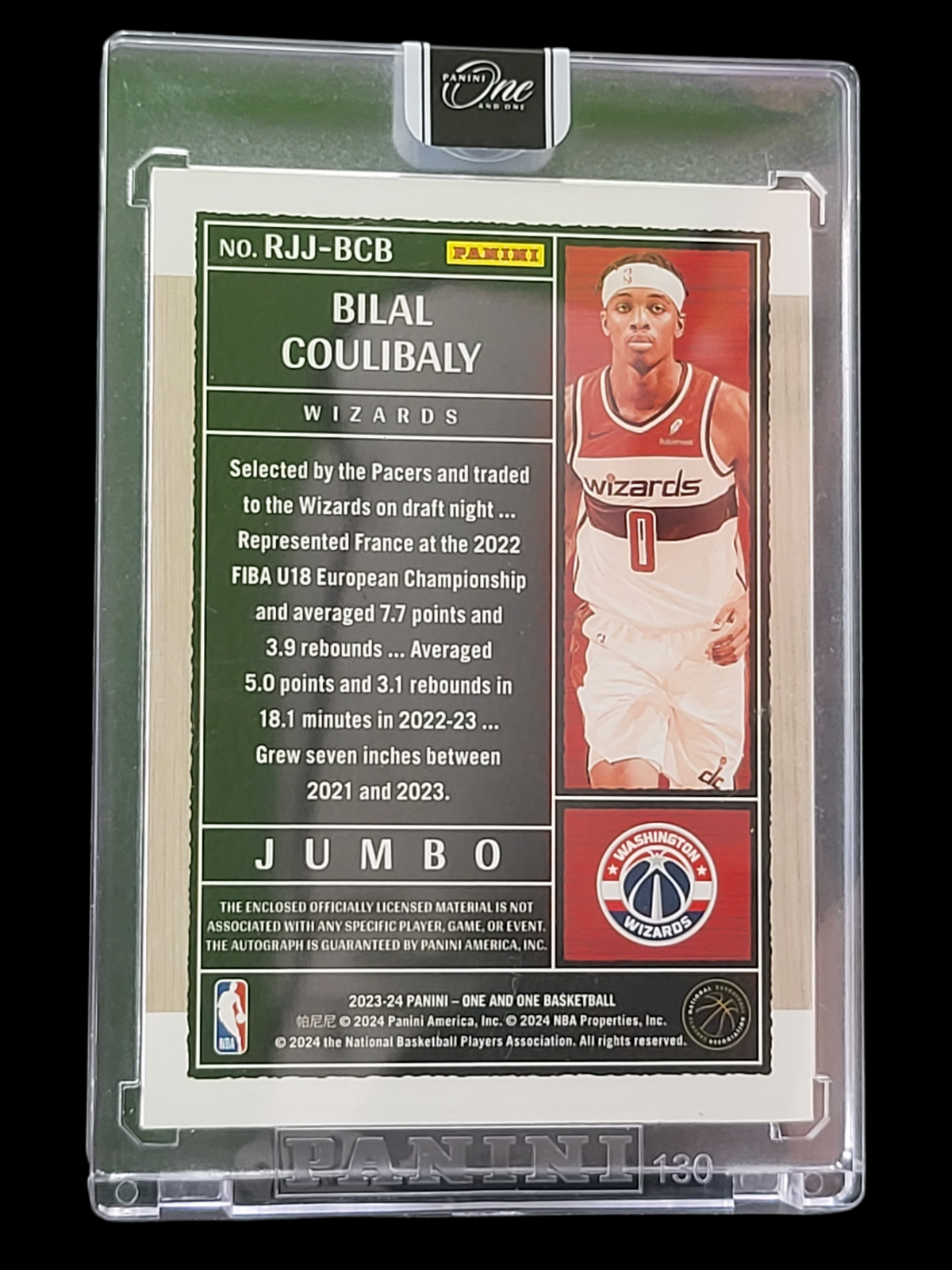 2024 Panini One and One Bilal Coulibaly #RJJ-BCB Jumbo Patch 15/99 RC