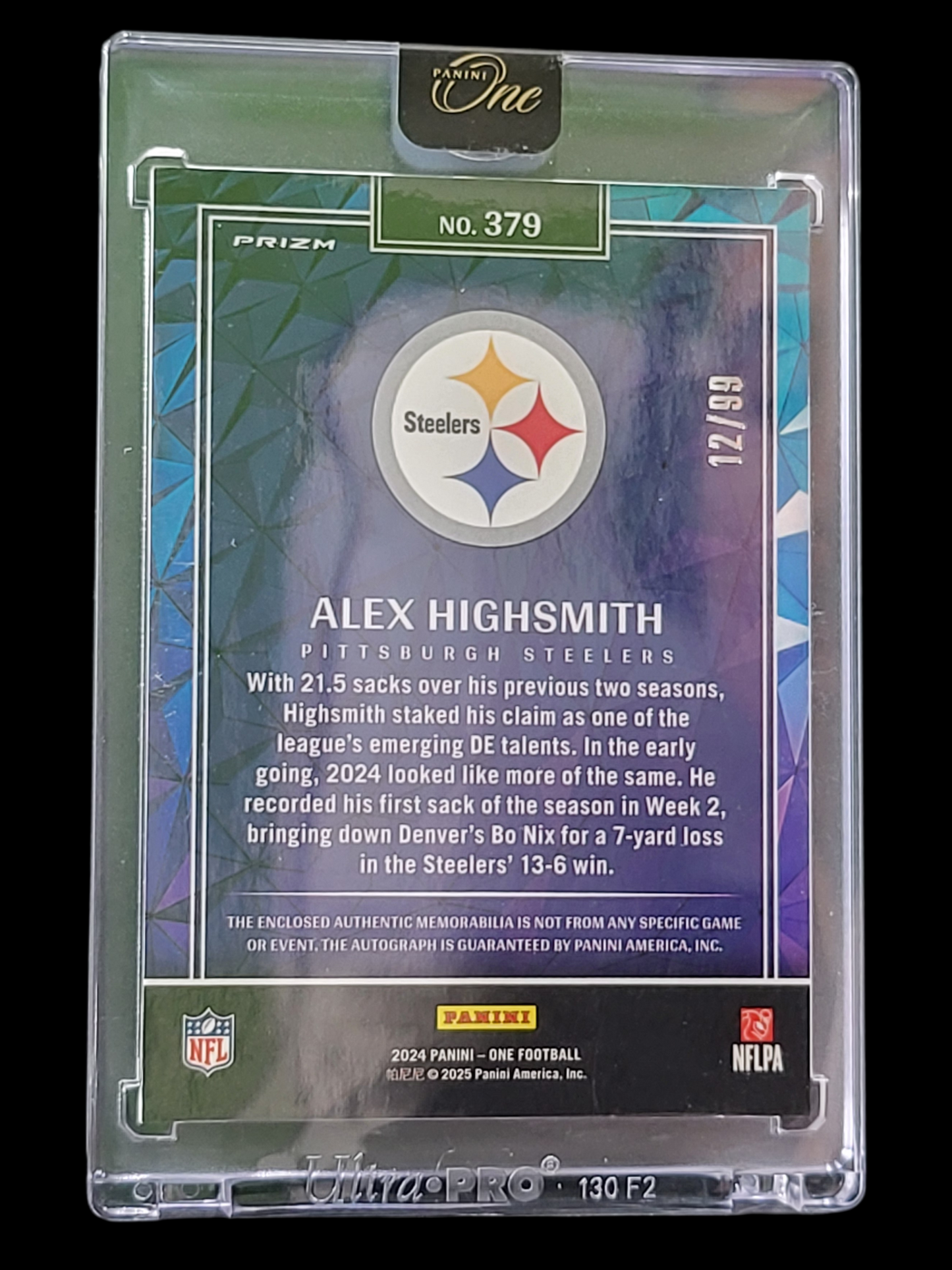 2025 Panini One Football Wonderful Ones Prizm Alex Highsmith #379 Authentic/99