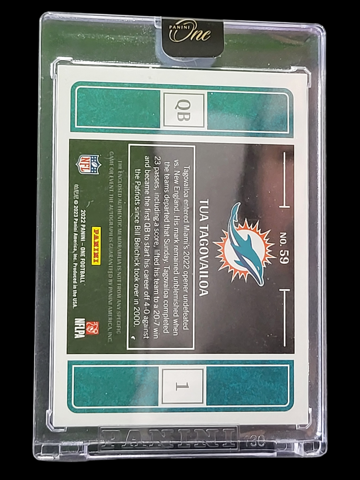 2023 Panini One Football Tua Tagovailoa #59 Patch Memorabilia