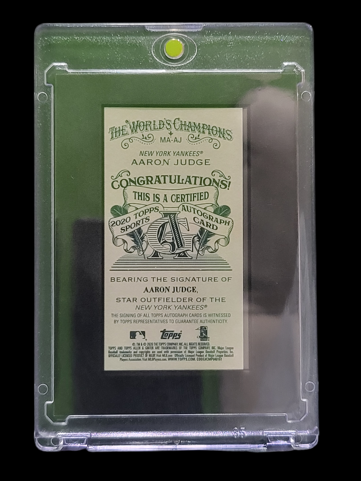 2020 Topps Allen & Ginter Aaron Judge #MA-AJ Framed Mini Autograph 23/25