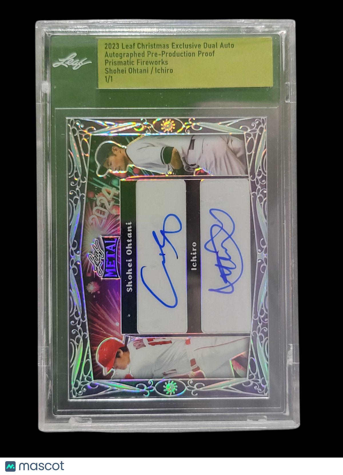 2023 Leaf Exclusive Metal Prismatic Fireworks Shohei Ohtani Ichiro 1/1 Proof