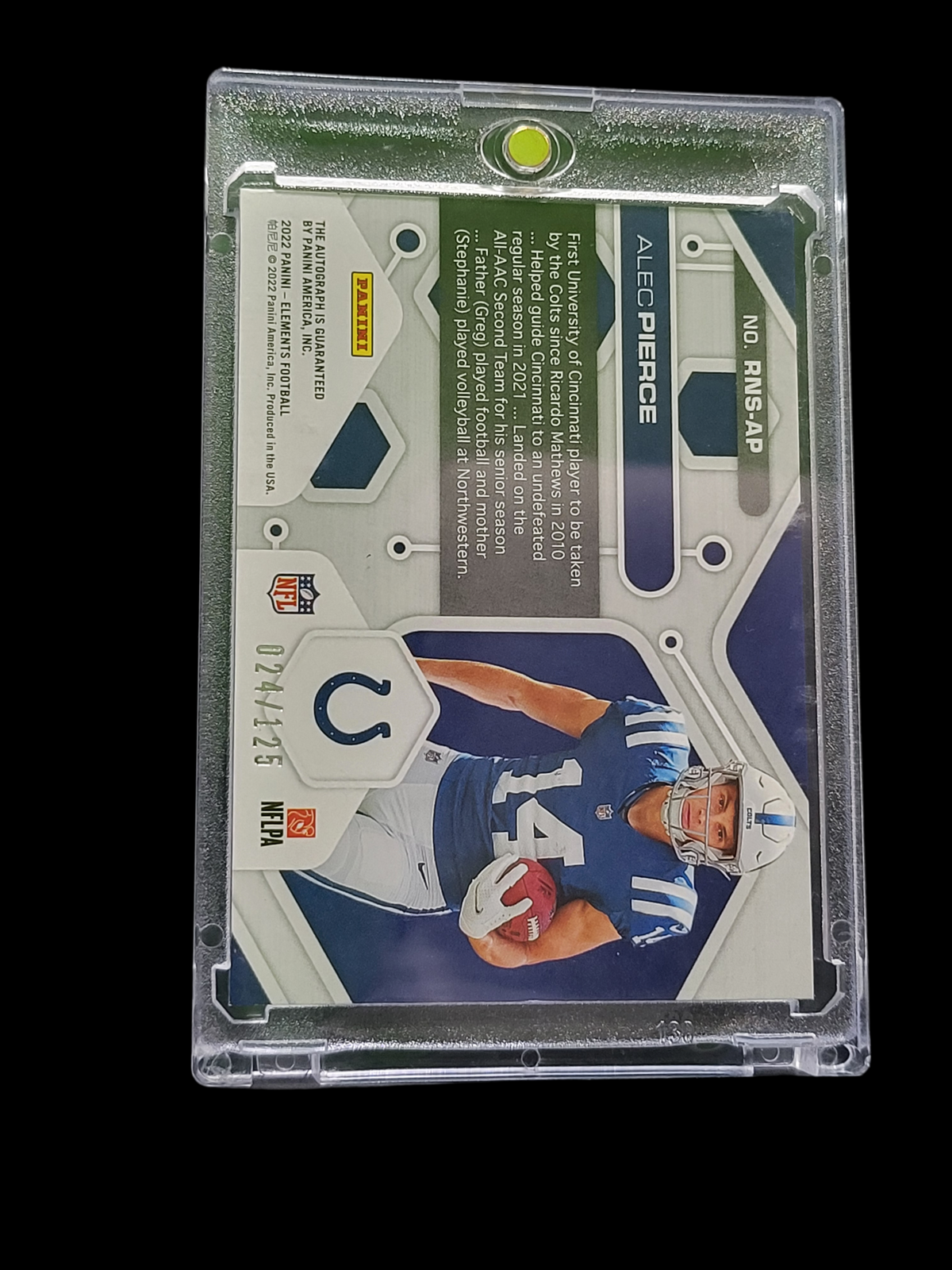 2022 Panini Elements Rookie Neon Signs Alec Pierce #RNS-AP RC 024/125