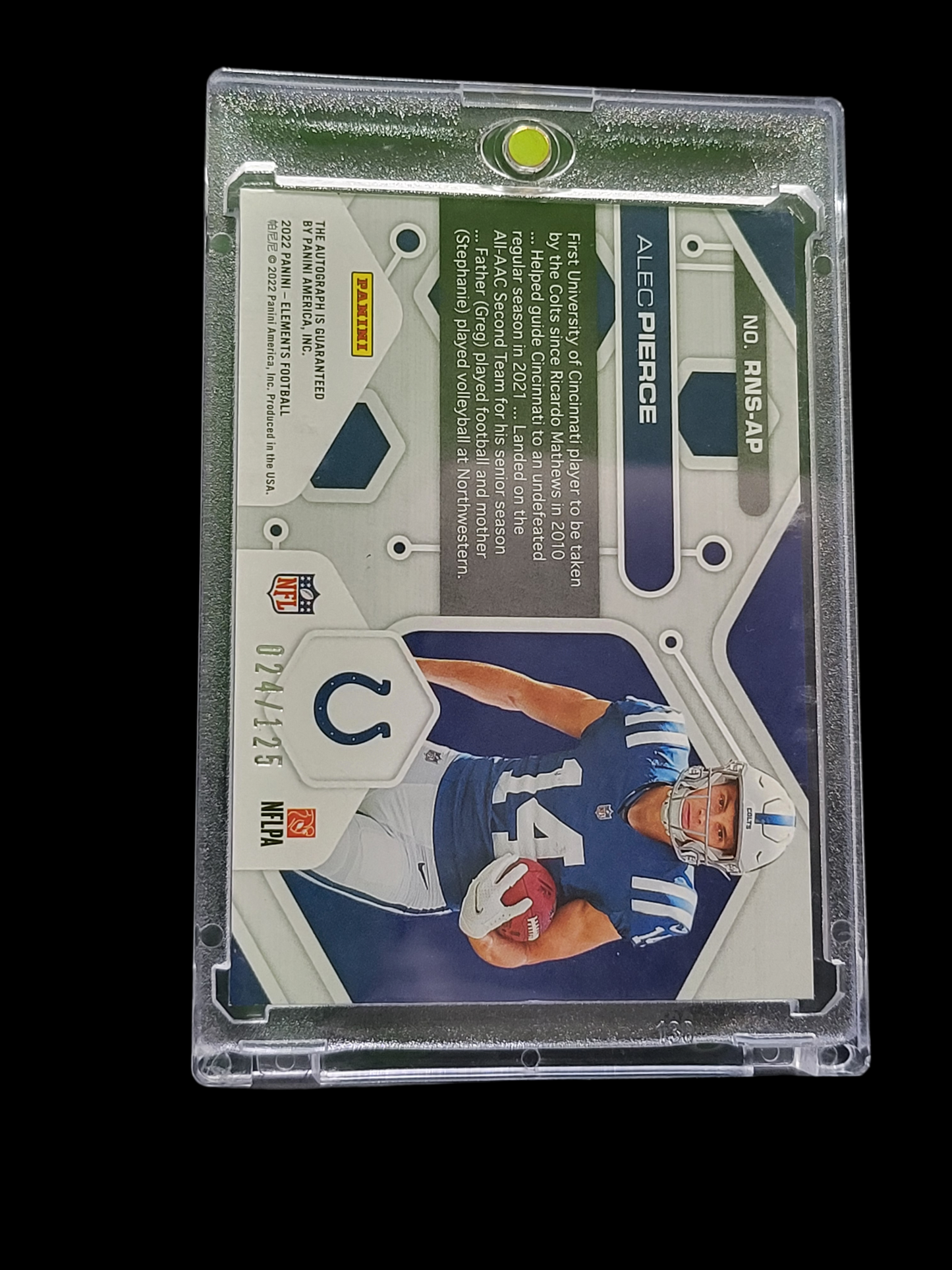 2022 Panini Elements Rookie Neon Signs Alec Pierce #RNS-AP RC 024/125