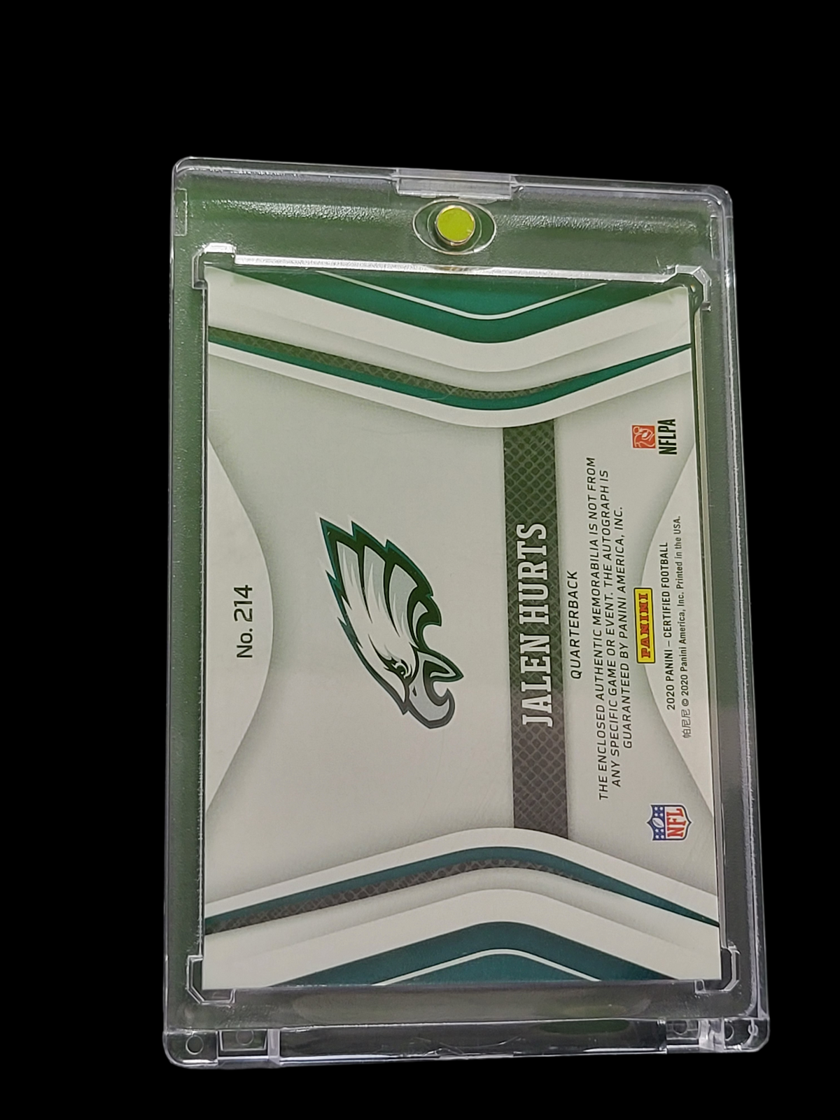 2020 Panini Certified Freshman Fabric Jalen Hurts #214 Patch RC Memorabilia