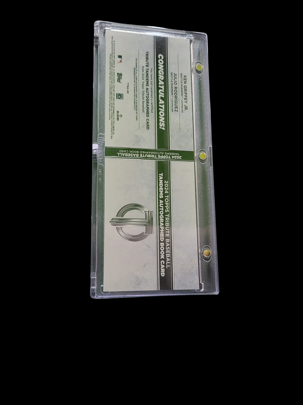 2024 Topps Ken Griffey Jr. Julio Rodriguez #TTAB-GR Green /10 Auto Book Card