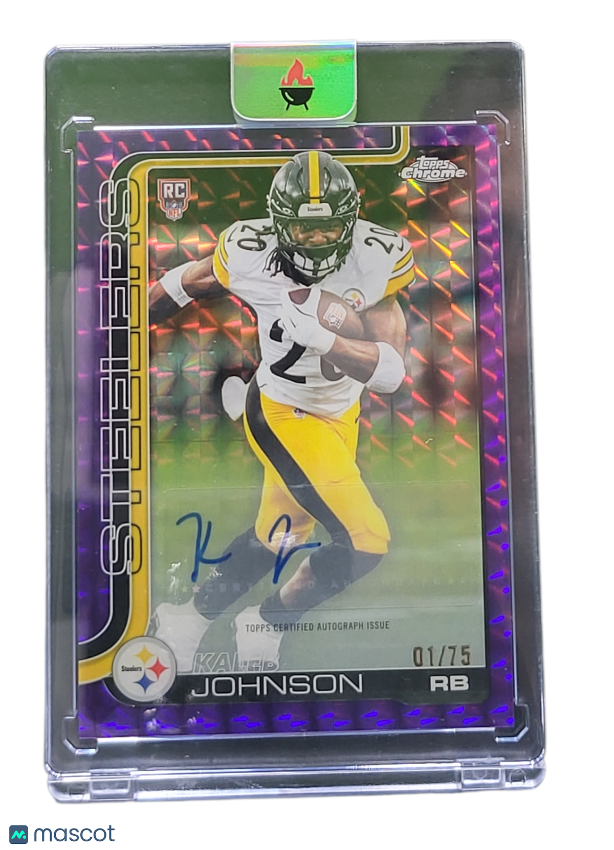 2025 Topps Chrome Kaleb Johnson #RA-KJ Purple Pulsar Refractor 01/75 RC