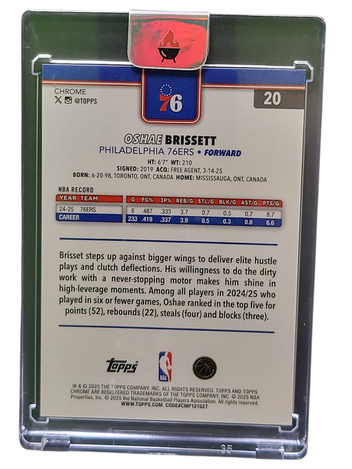 2025 Topps Chrome Oshae Brissett #20 Green 08/10